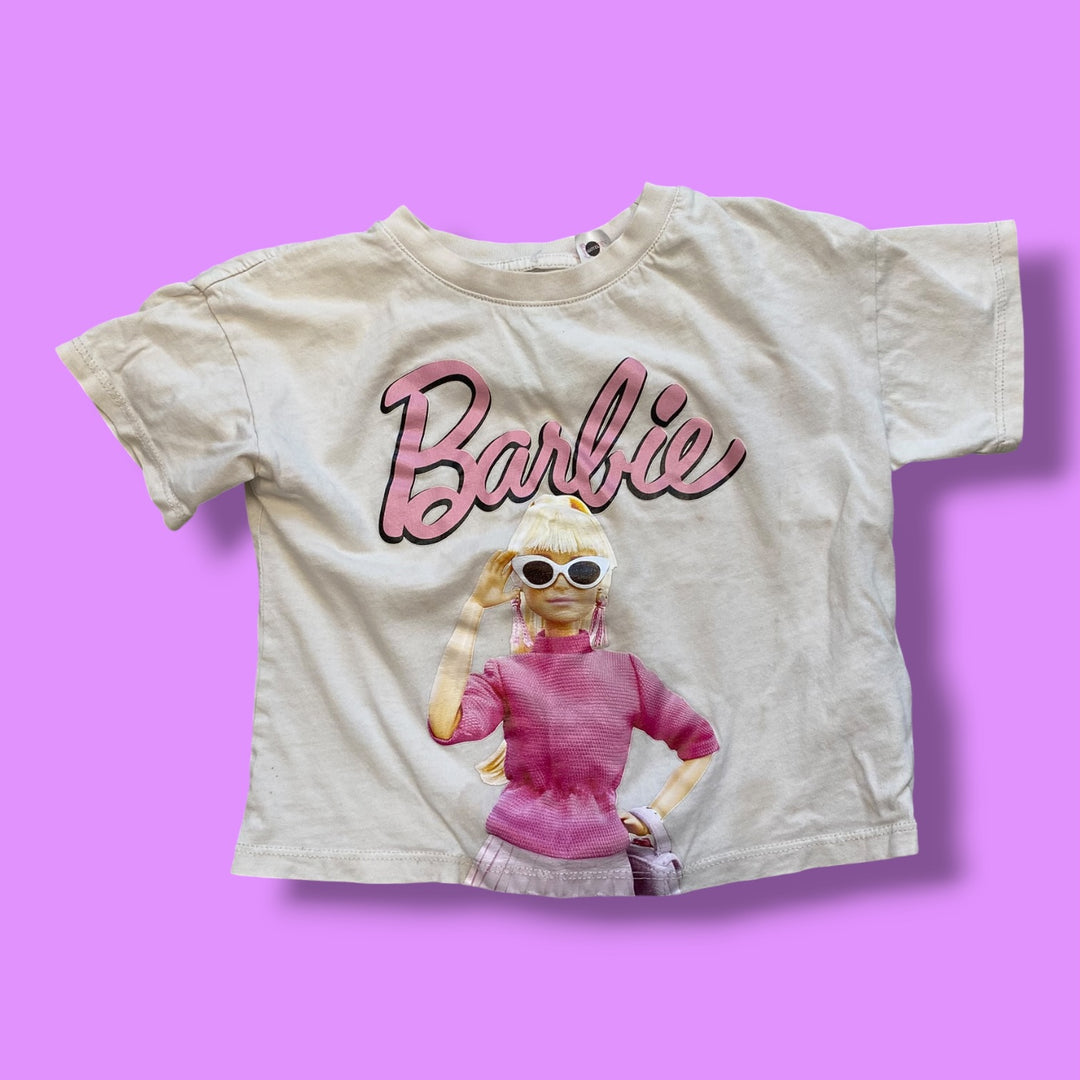 cream H&amp;M barbie tee *as is faint marks, 2-3Y