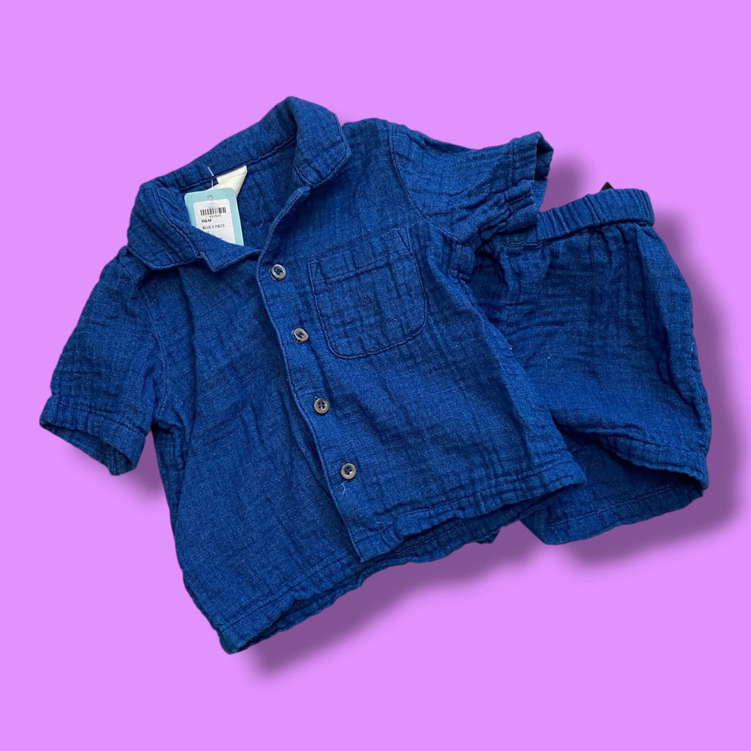 Blue H&amp;M 2 piece set, 6-9m