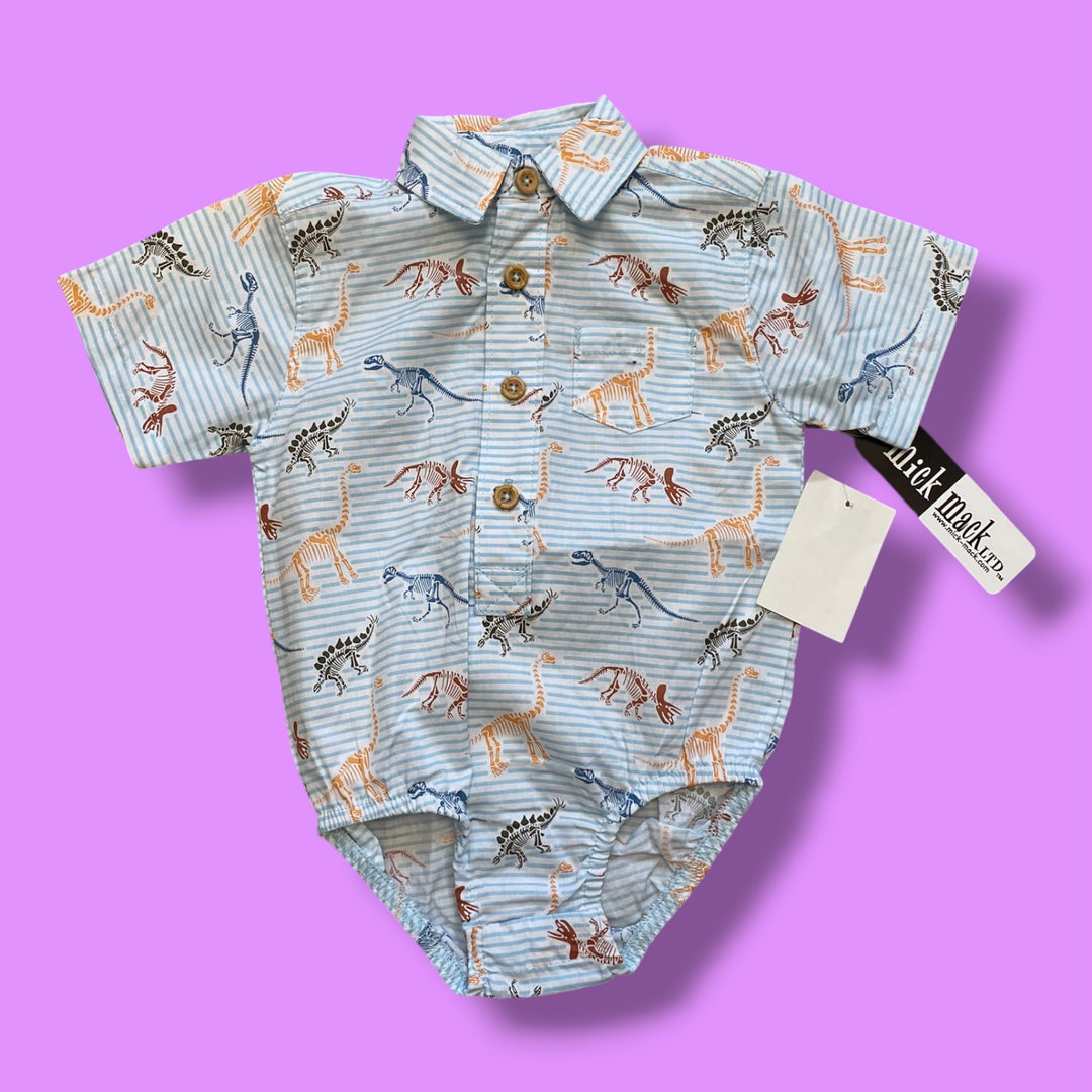 Blue Mick Mack NWT dino romper, 6-9m