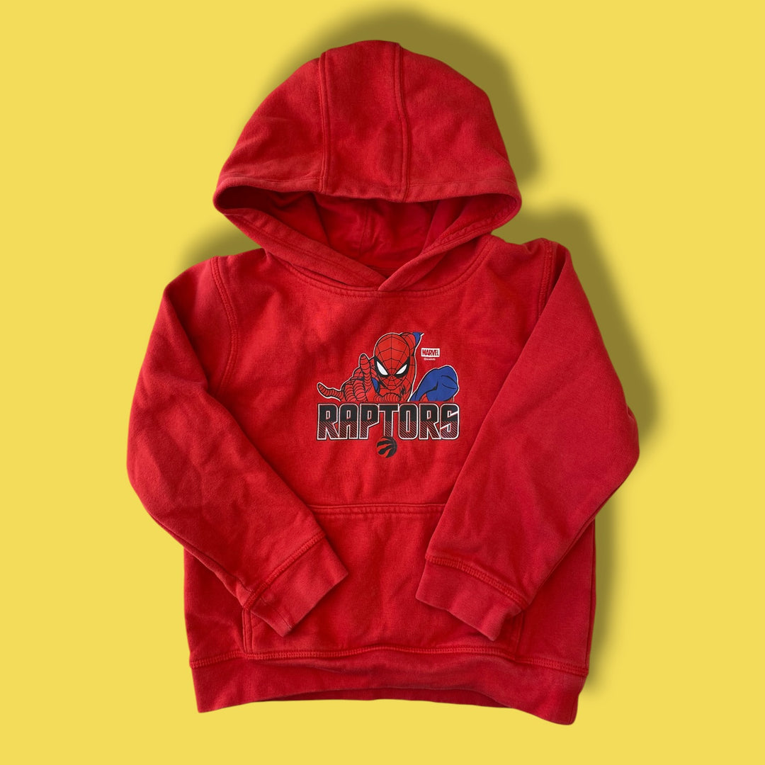 red Spiderman/Raptors sweatshirt, 4Y