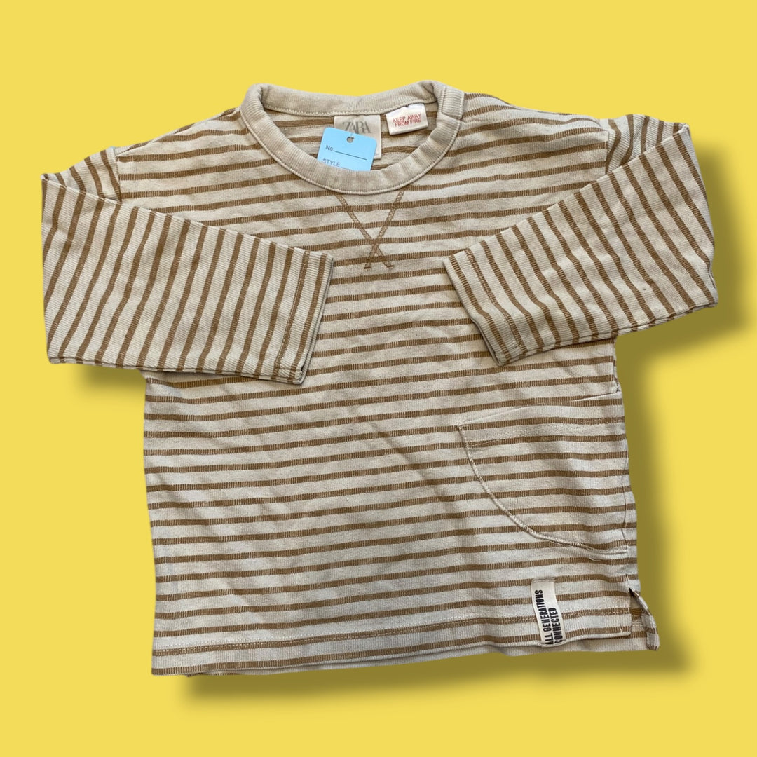 cream Zara striped pocket long, 18-24m