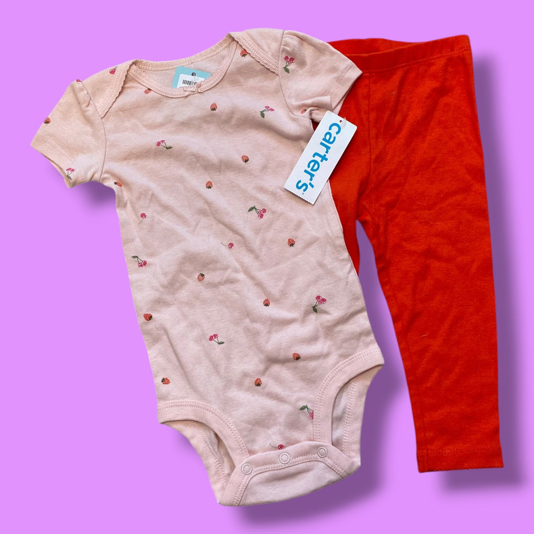 pink/red Carters NWT strawberry set, 12m