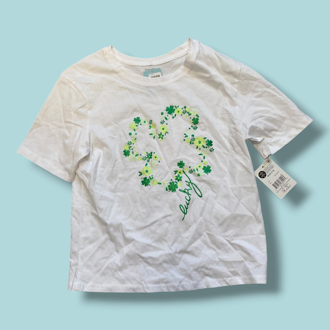white George NWT clover tee, 7-8Y
