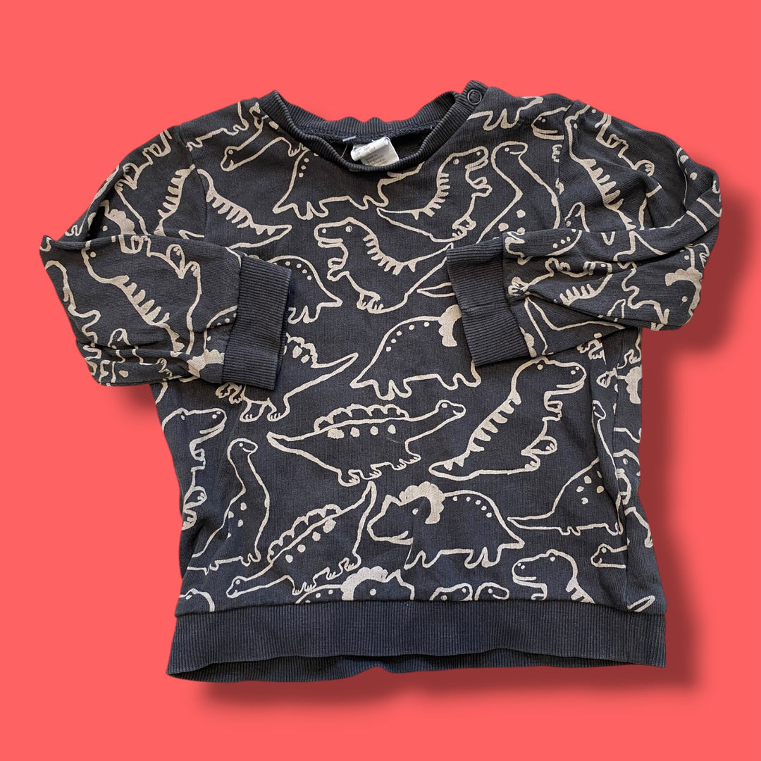 Black H&amp;M dino sweater, 12-18m