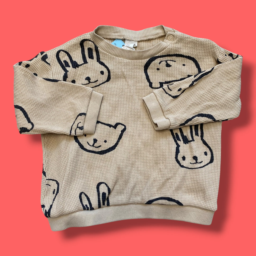 beige H&amp;M waffle knit bunny sweater, 12-18m
