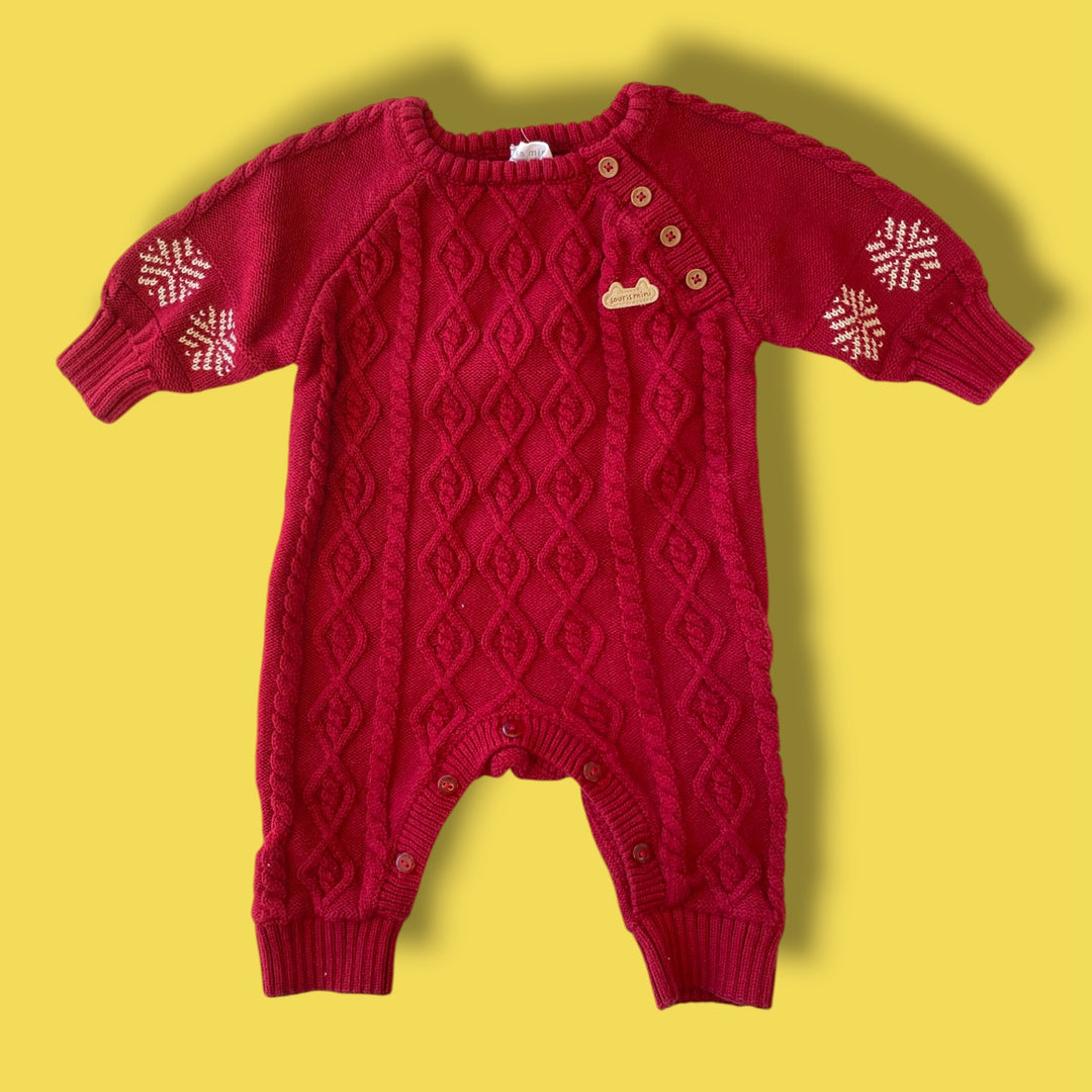 Red Souris Mini Knit ROmper, 3-6m
