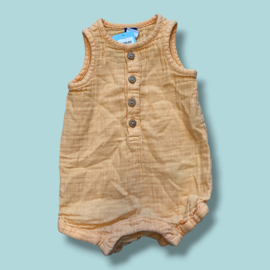 orange Old Navy neon romper, 0-3m