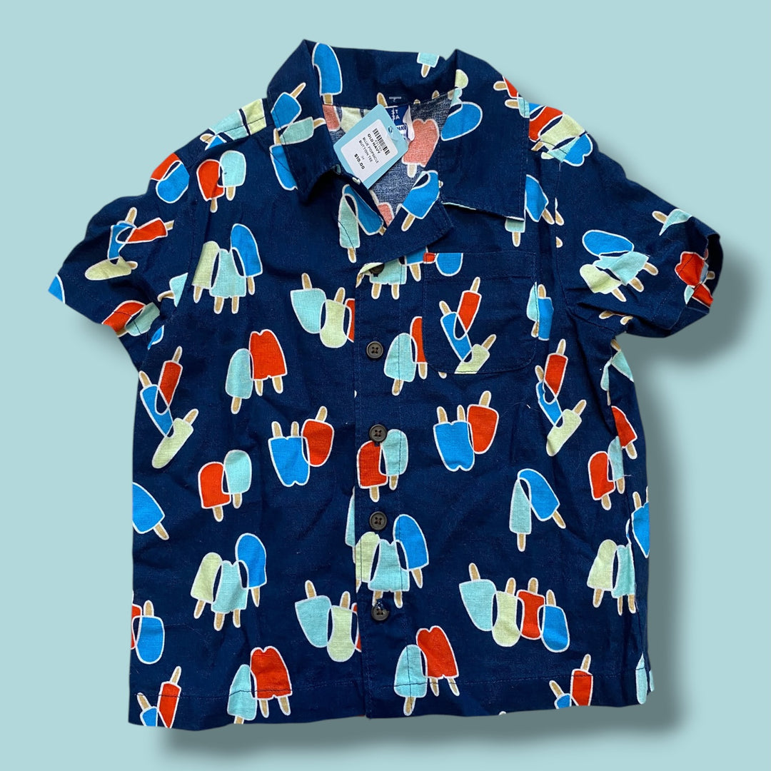 Blue Old Navy popsicle button tee, 3Y