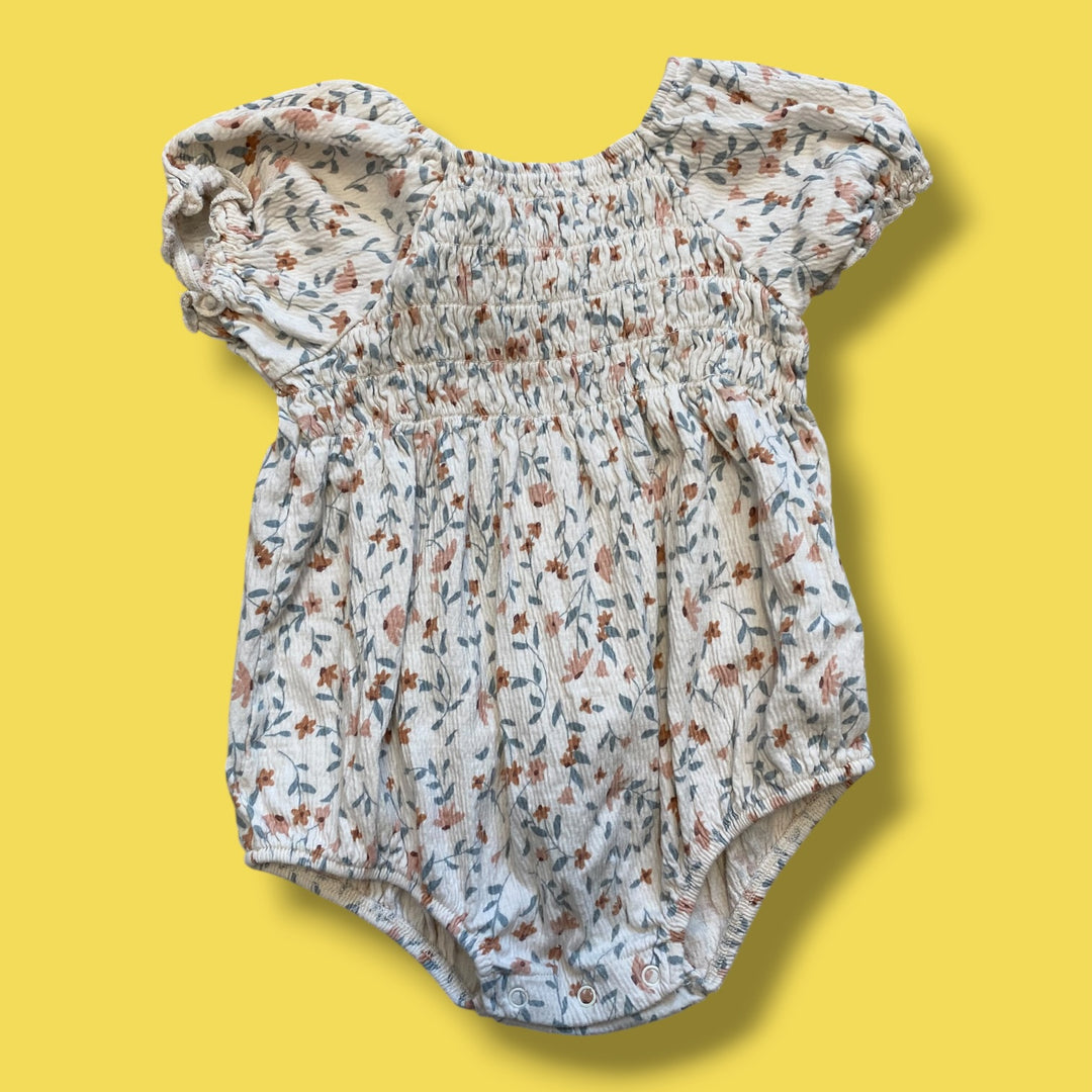 cream Modern Moments floral romper, 18m