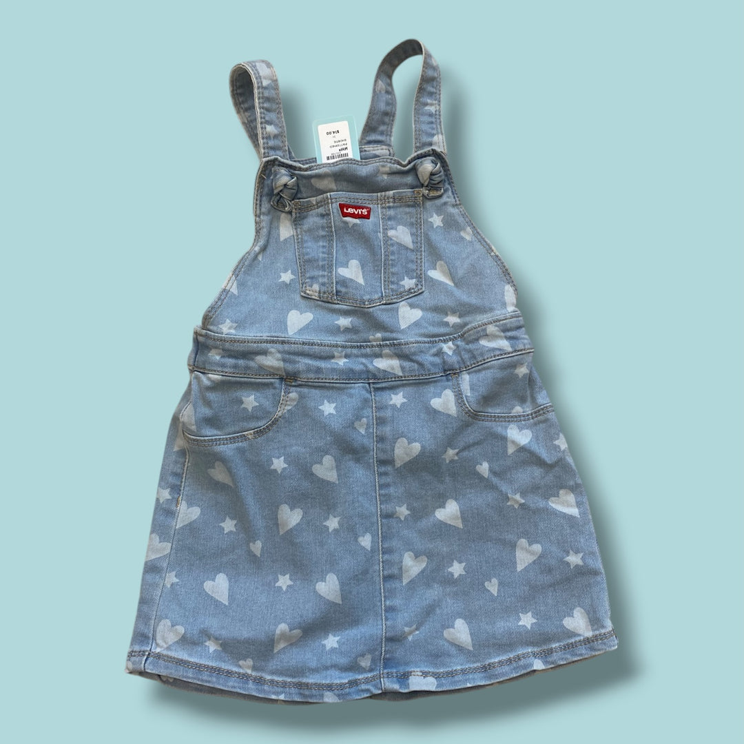 Blue Levis patterned shortie overalls, 3Y
