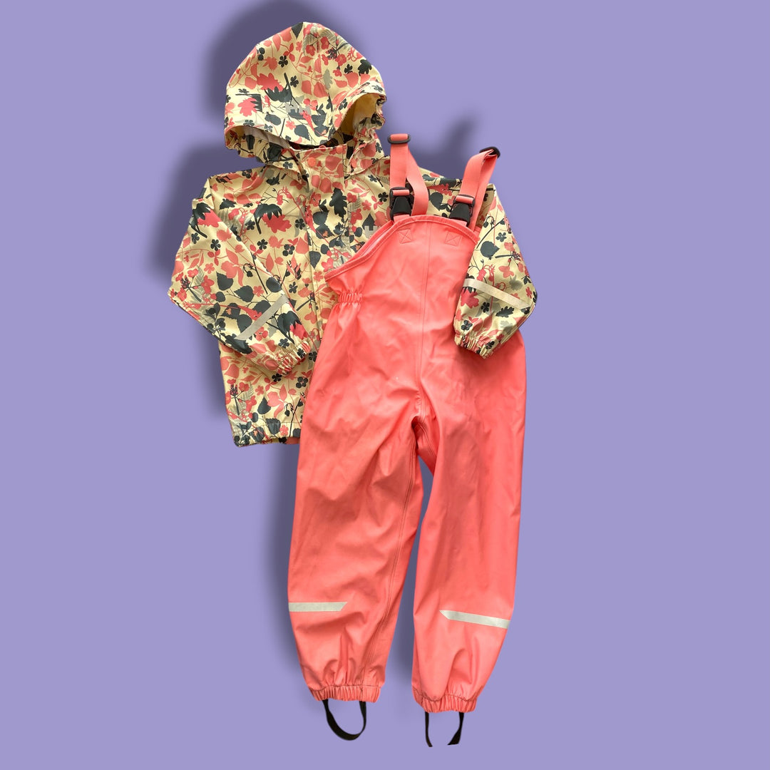 Pink Helly Hanson Rain Set, 3Y