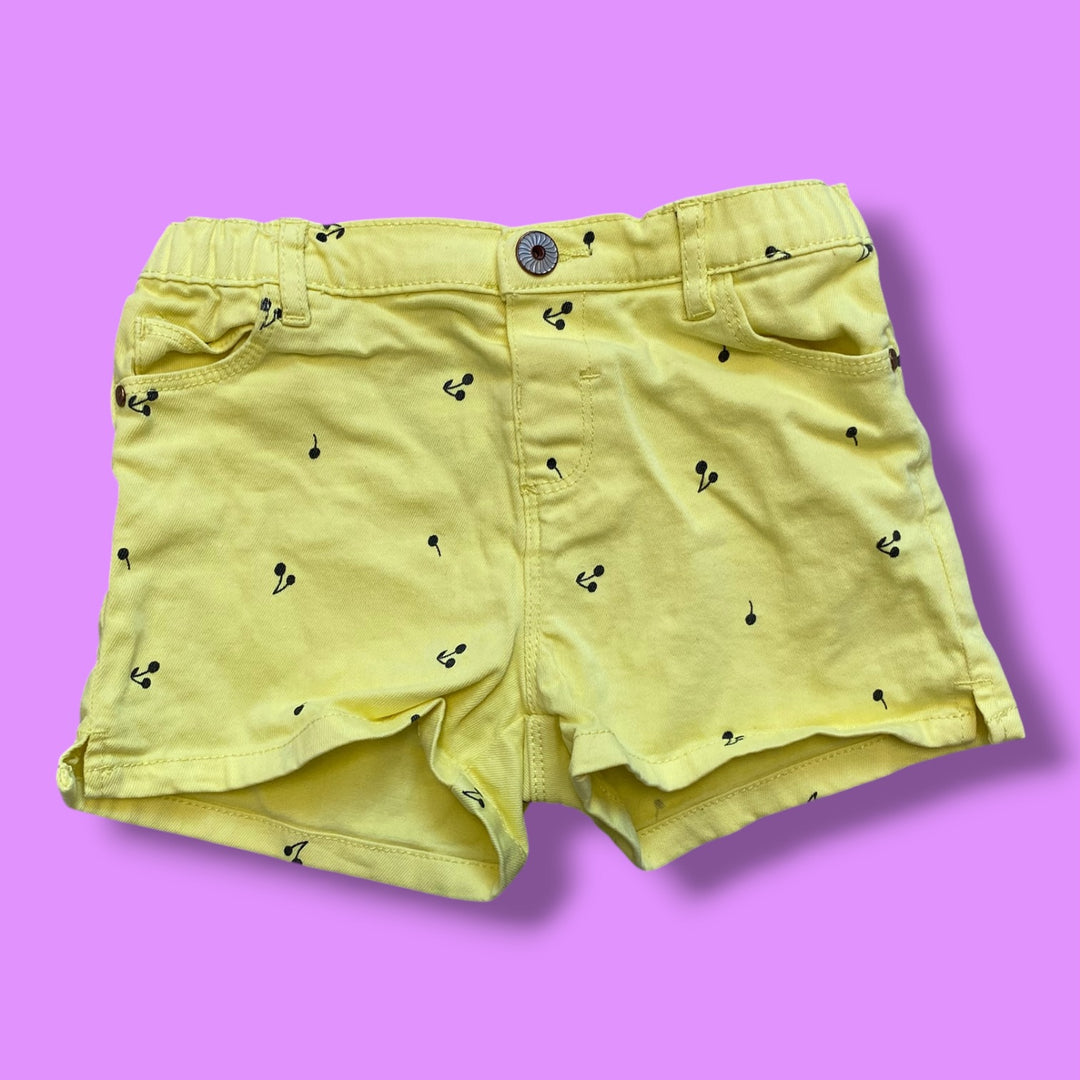 yellow Zara cherry shorts, 18-24m