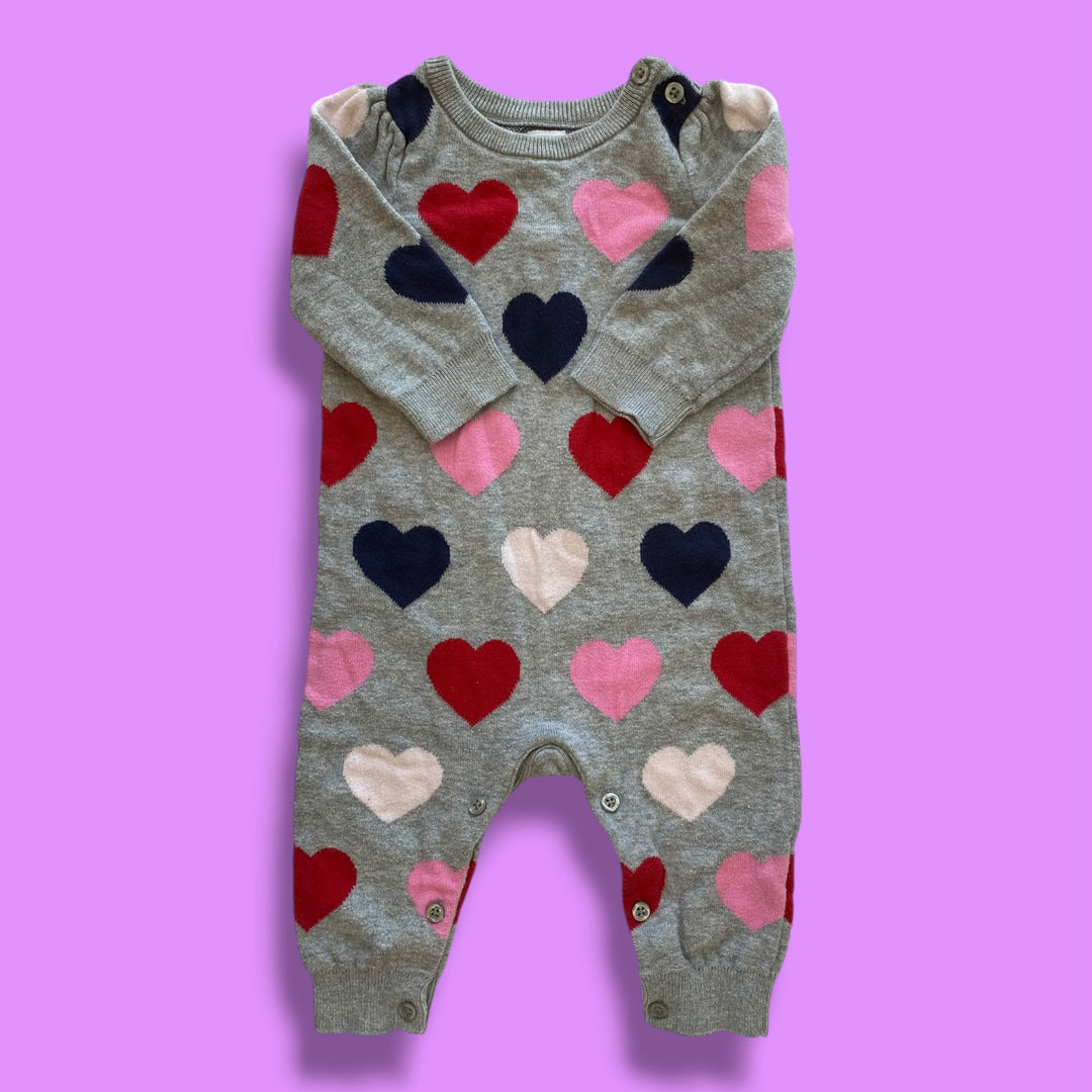grey gap romper, 3-6m