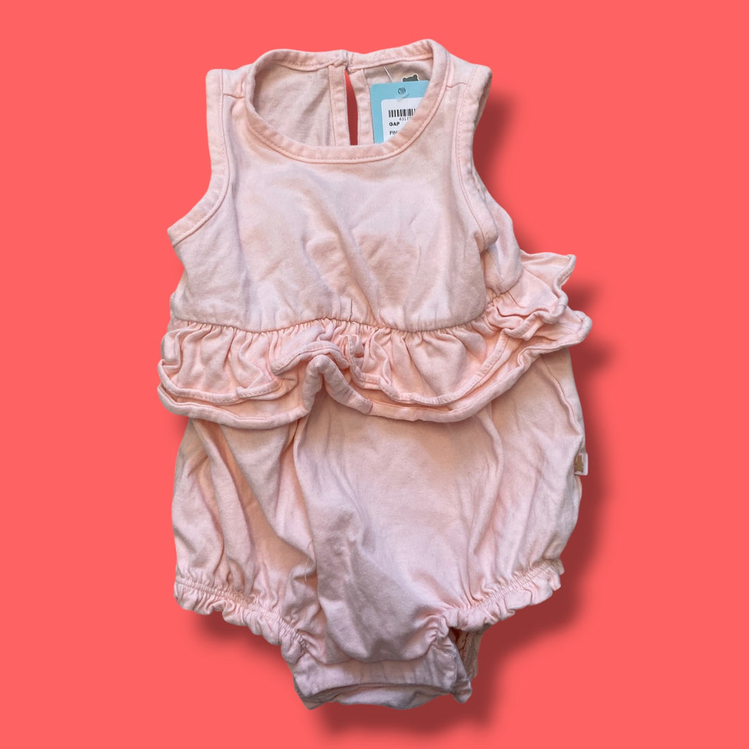 pink Gap ruffle bodysuit, 3-6m
