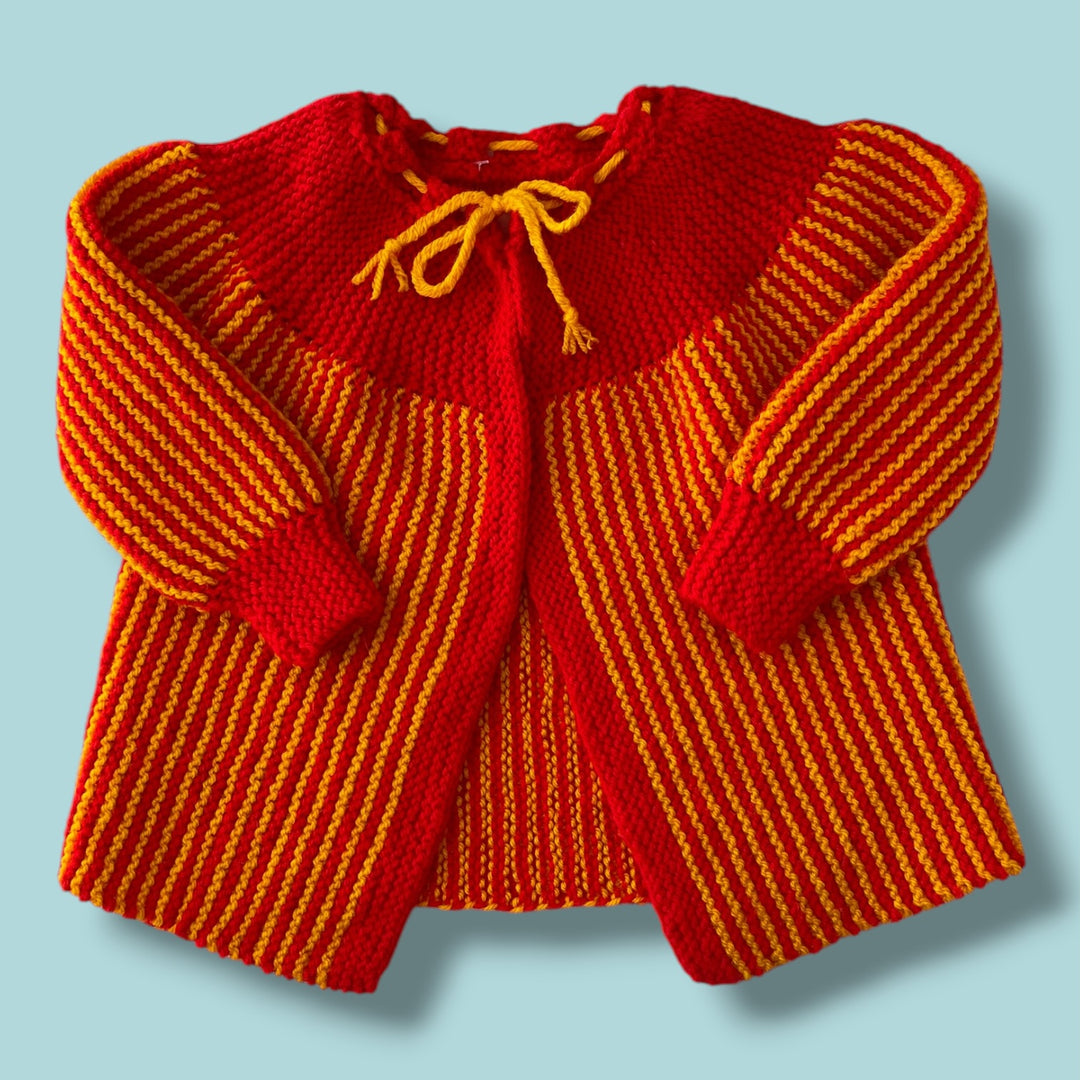 orange  hand knit sweater, 6m