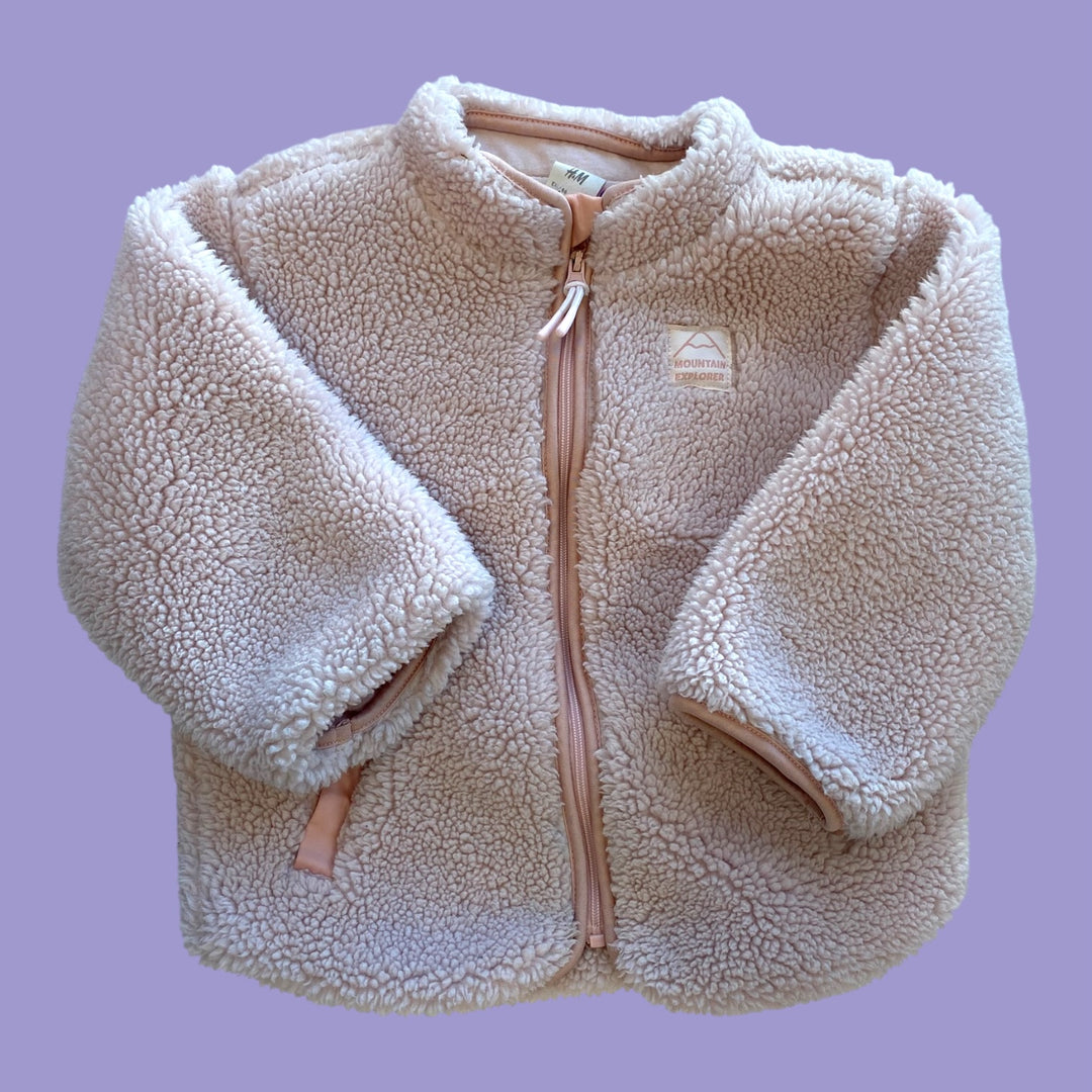 pink h&amp;m  light fluffy zip, 18m