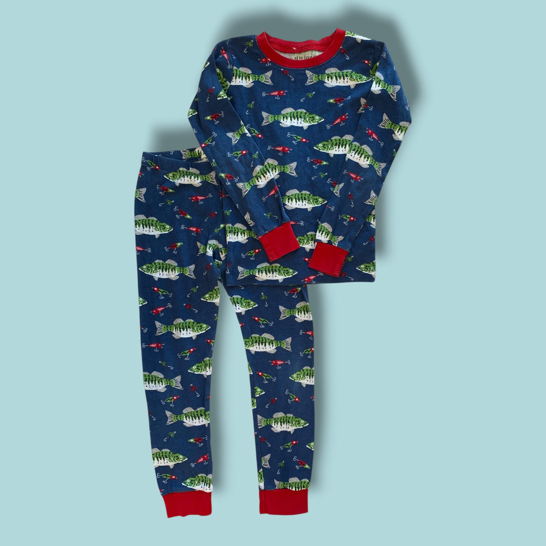 blue Hatley 2 piece sleep, 6Y