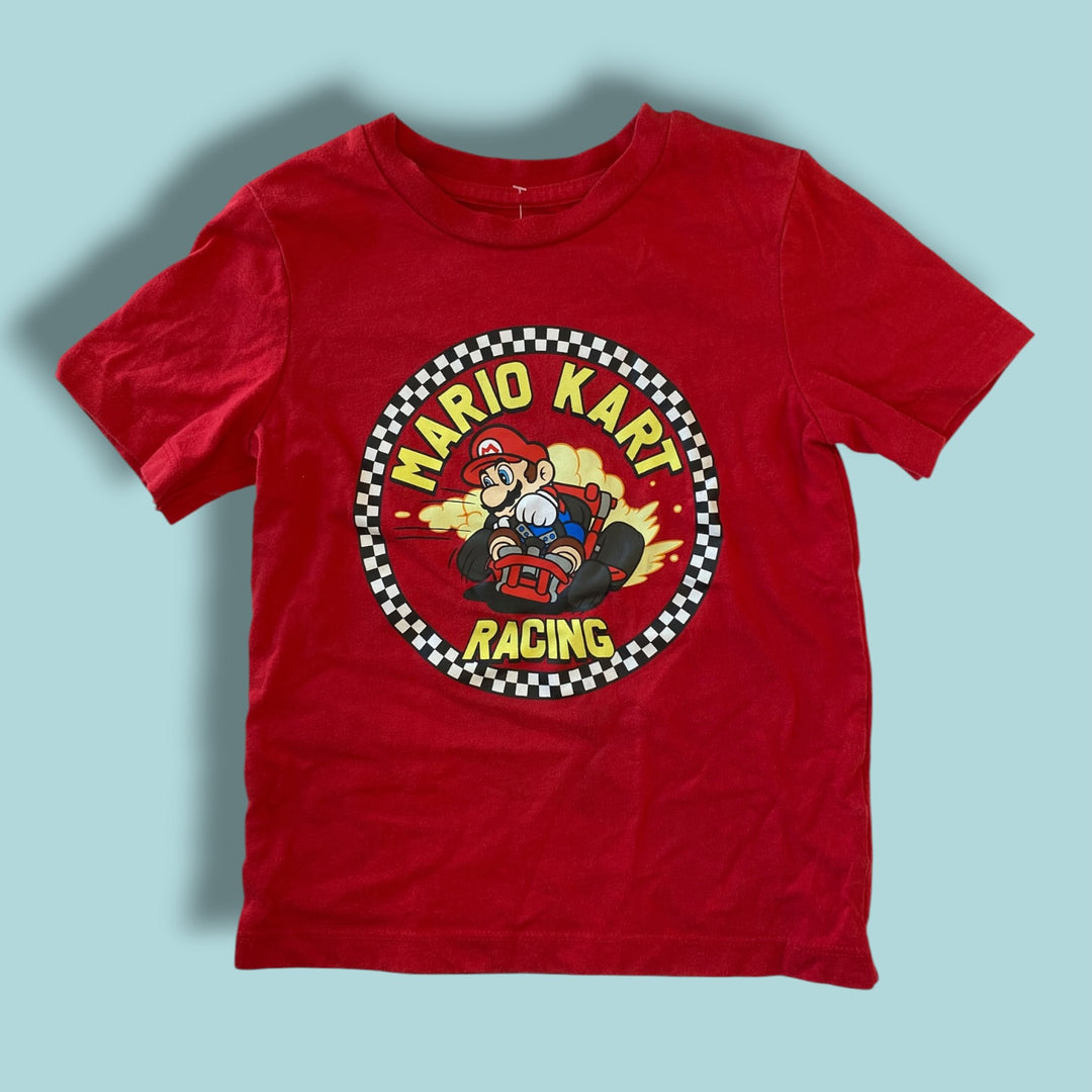 red mariokart t-shirt, 4y