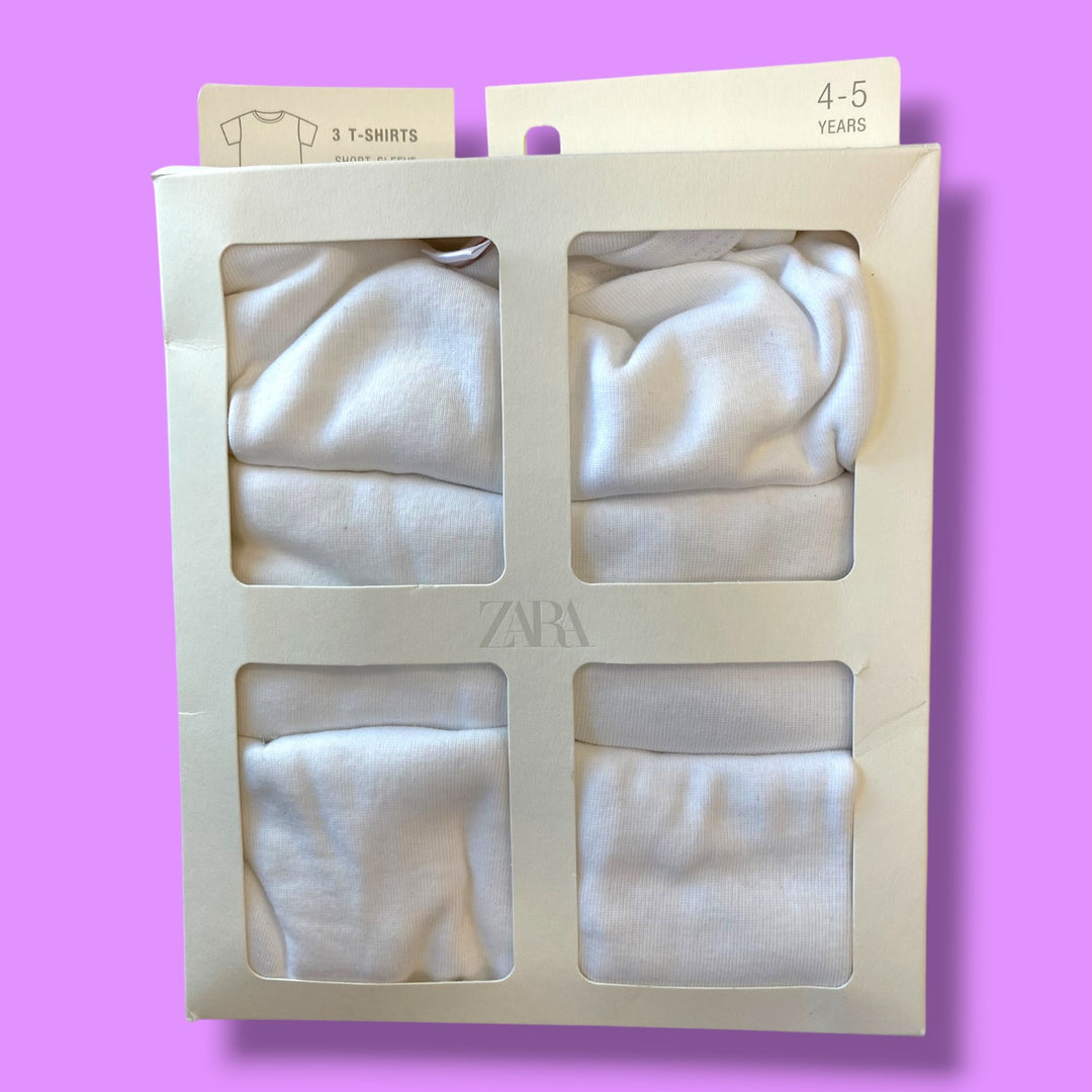 white zara t-shirt set, 4-5Y