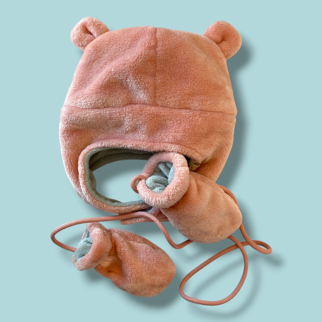pink  mittens&amp;hat