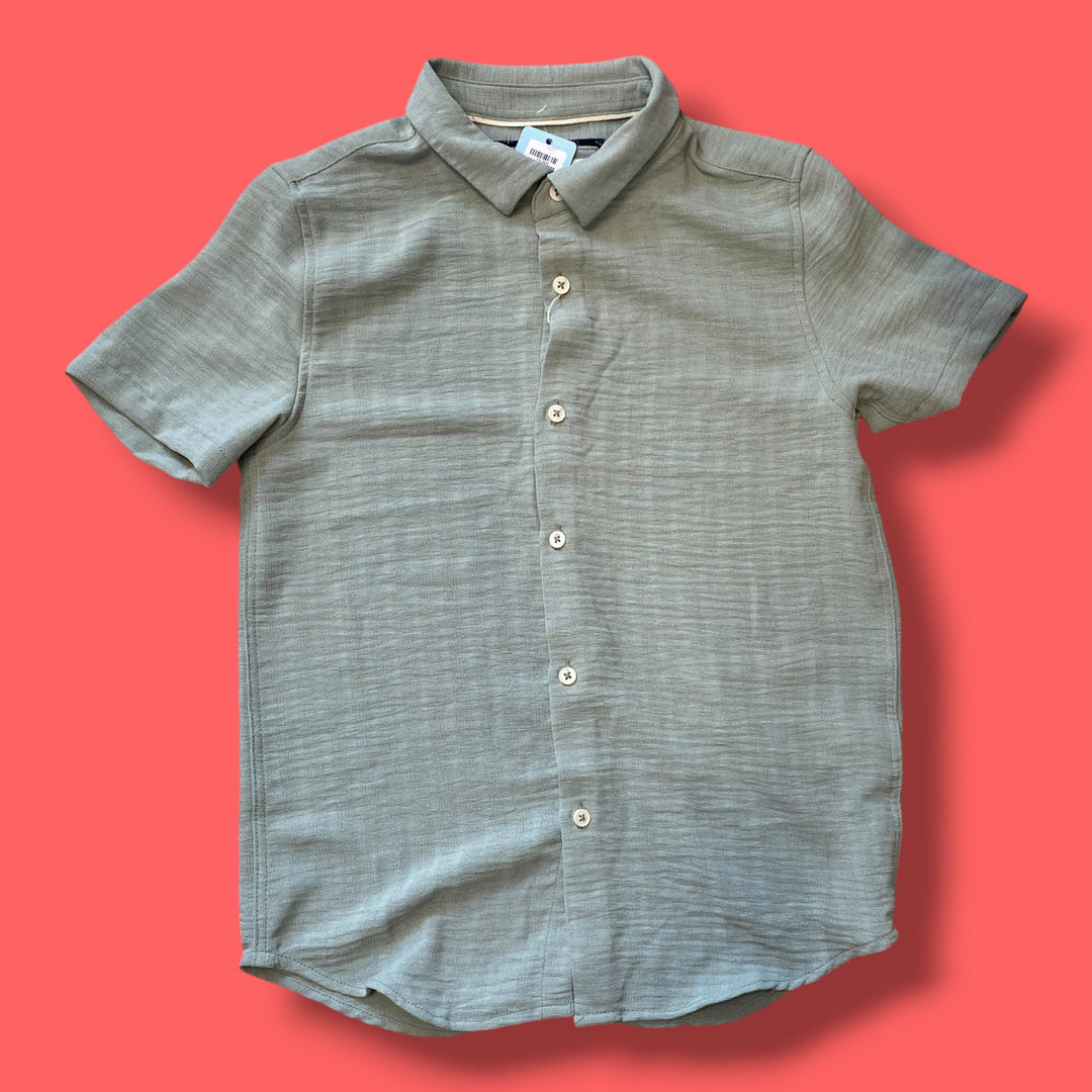 blue denim&amp;flowers button shirt nwt, 9/10y