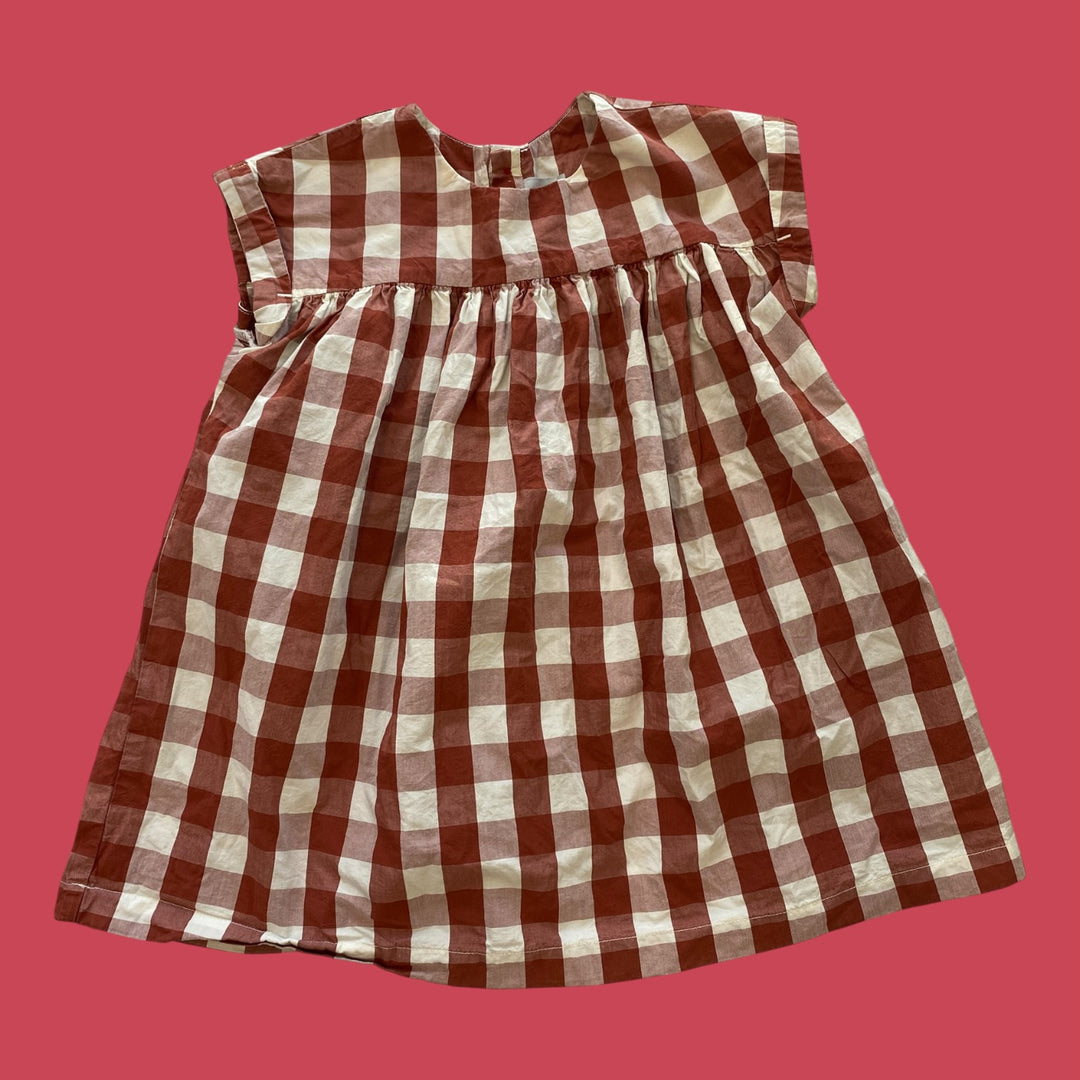 brown petit bateau dress plaid, 24m