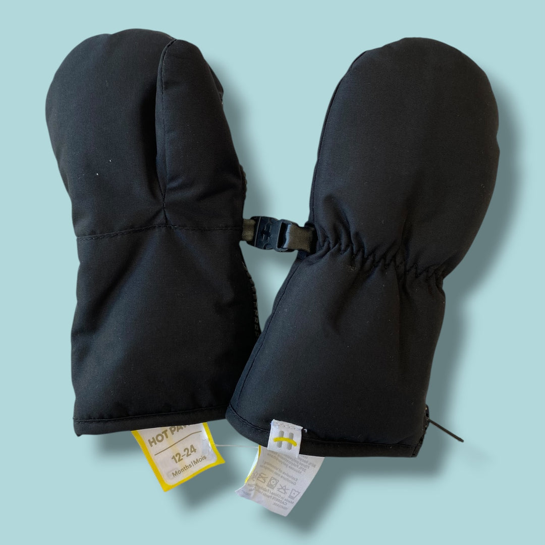 Black Hot Paws Mitts, 12-24m