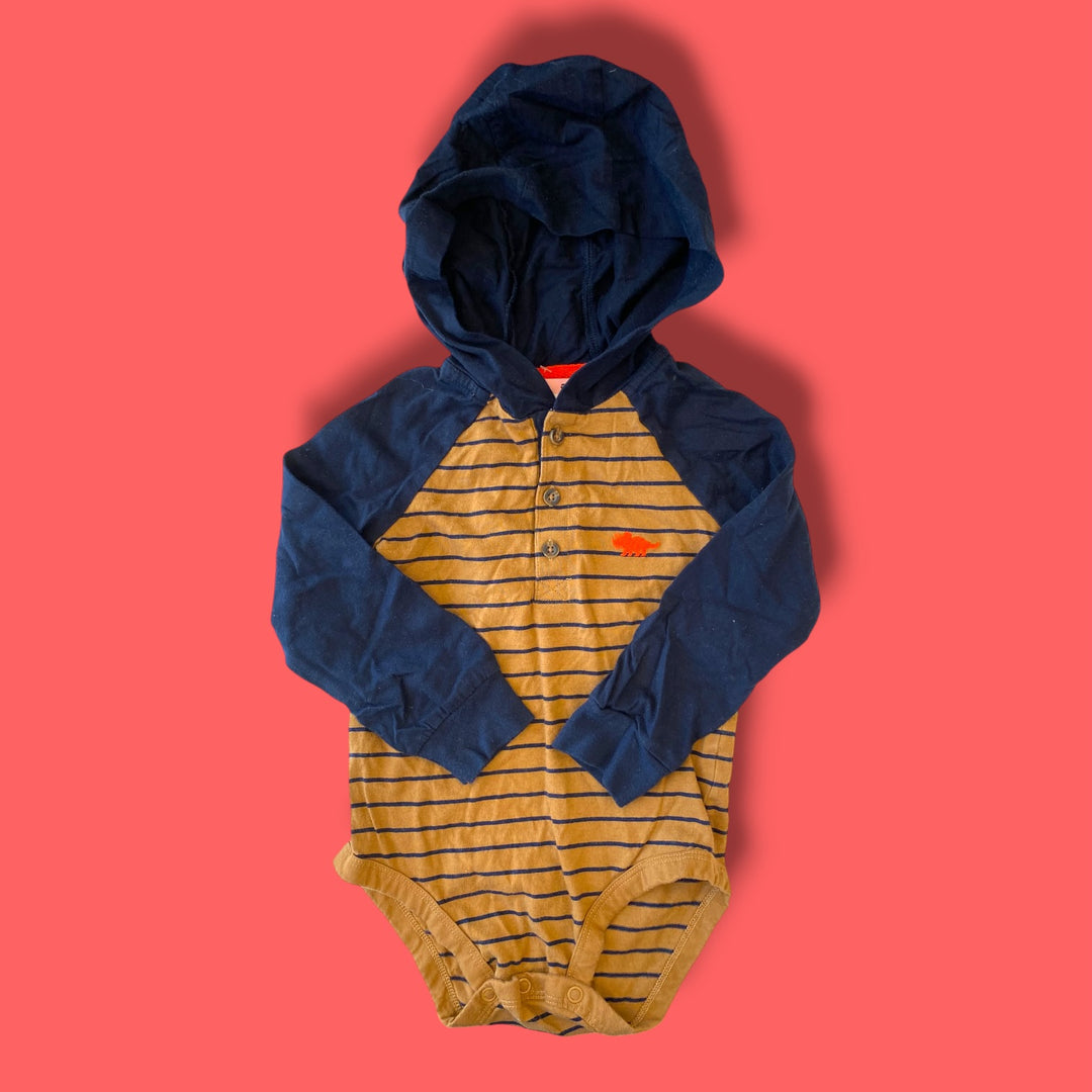 brown carters hooded bodysuit, 24m