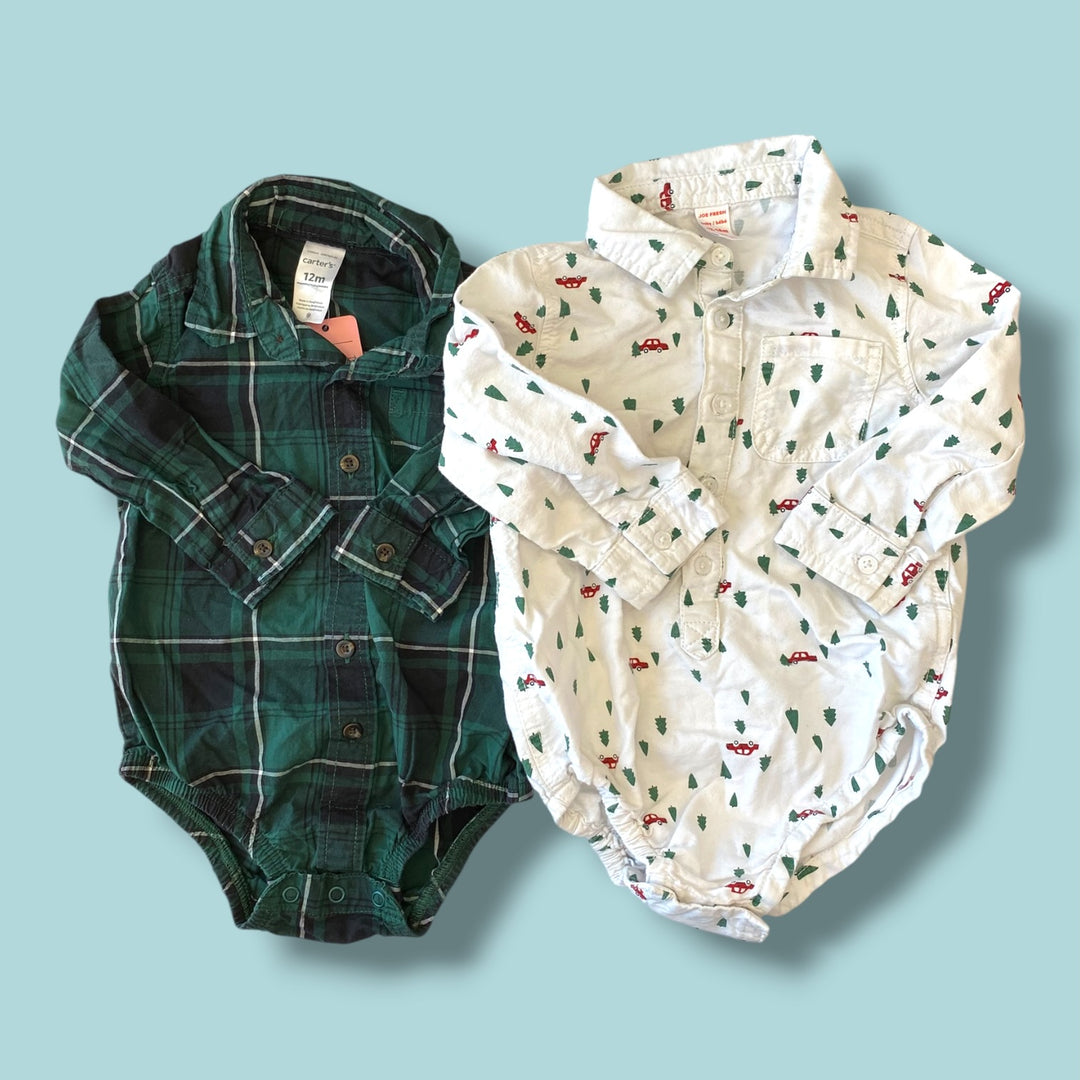 blue mixed set of 2 bodysuits, 12-18