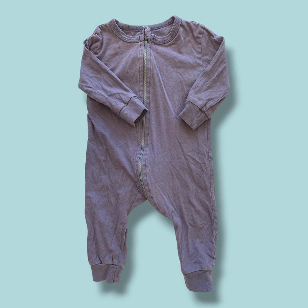 purple mioche romper, 0-3m