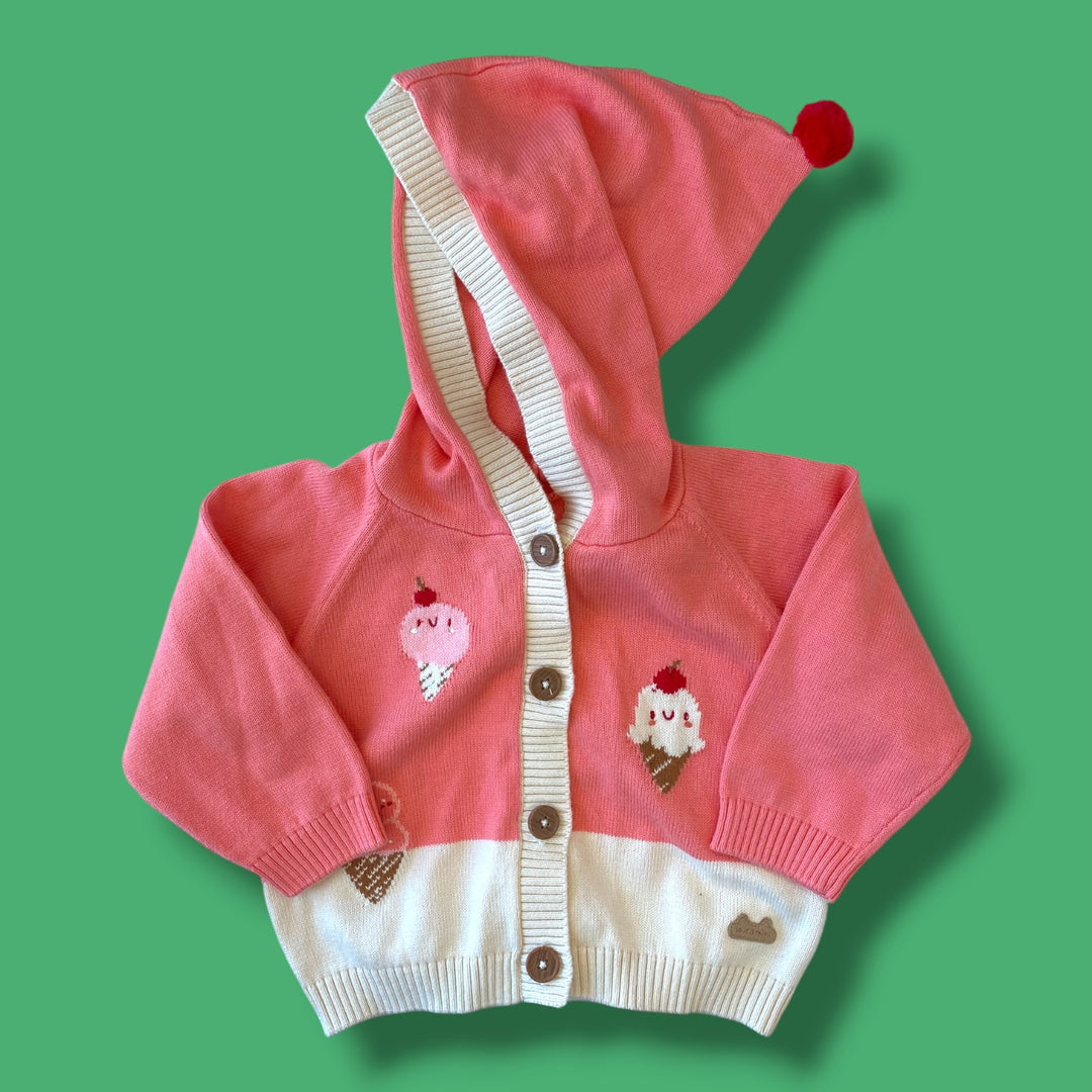 pink souris mini cardigan, 9-12m