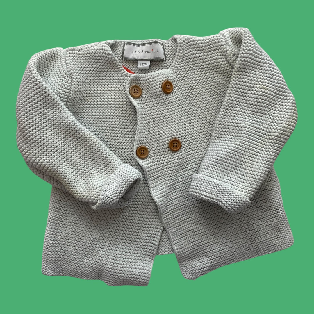 blue jake&amp;jill button sweater, 6-12m