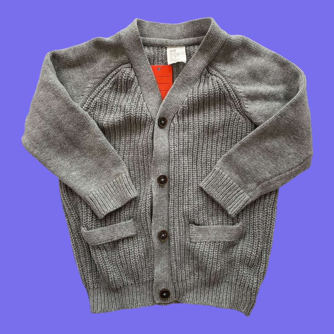 grey h&amp;m button cardigan, 12-18m