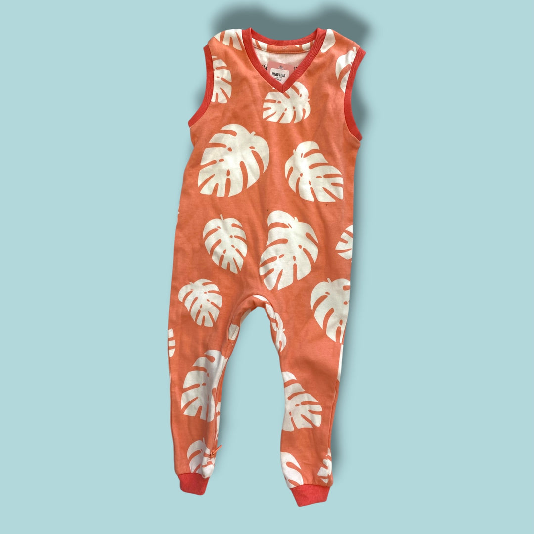 orange zippyjam sleeveless romper, 6-9m