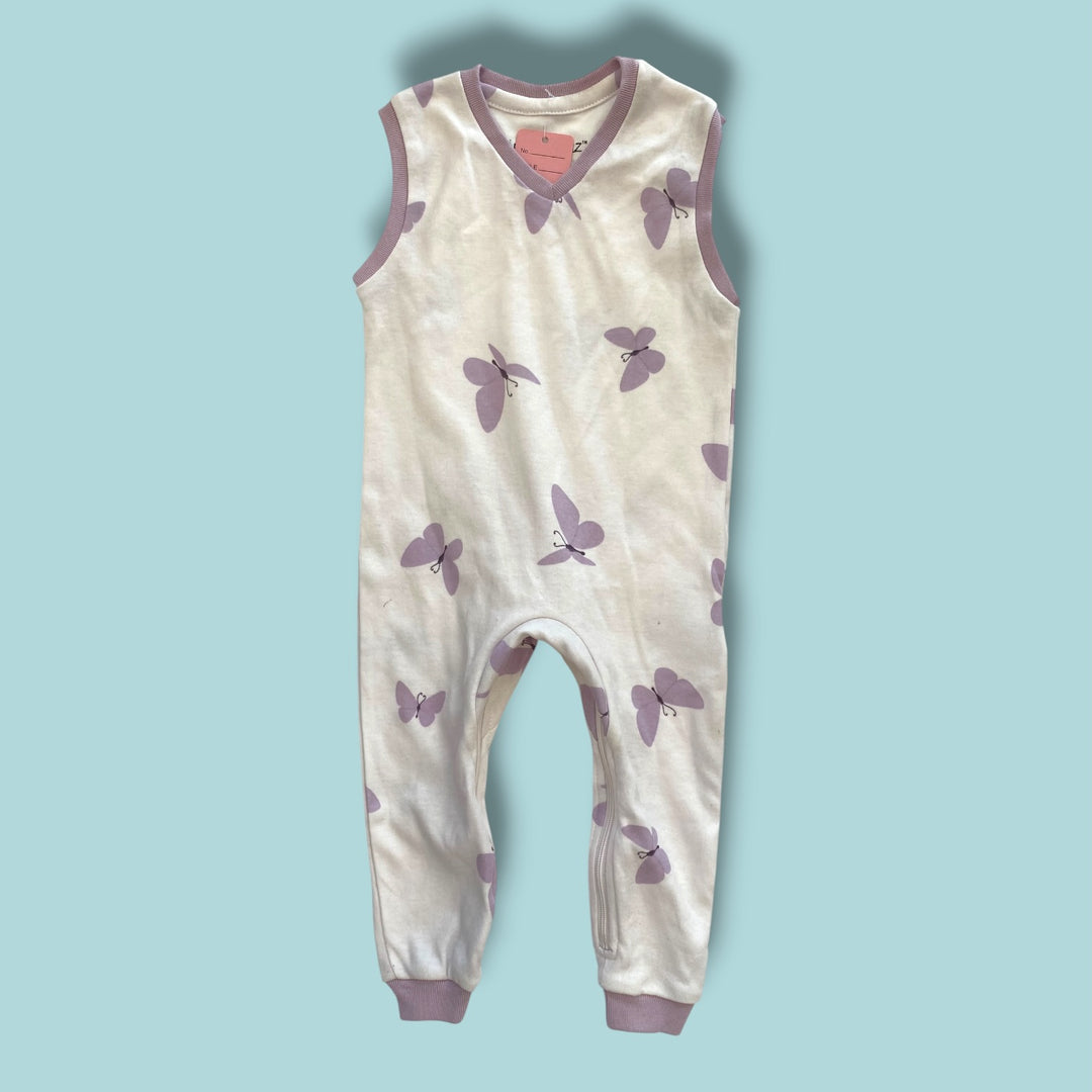 white zippyjam sleeveless romper, 6-9m