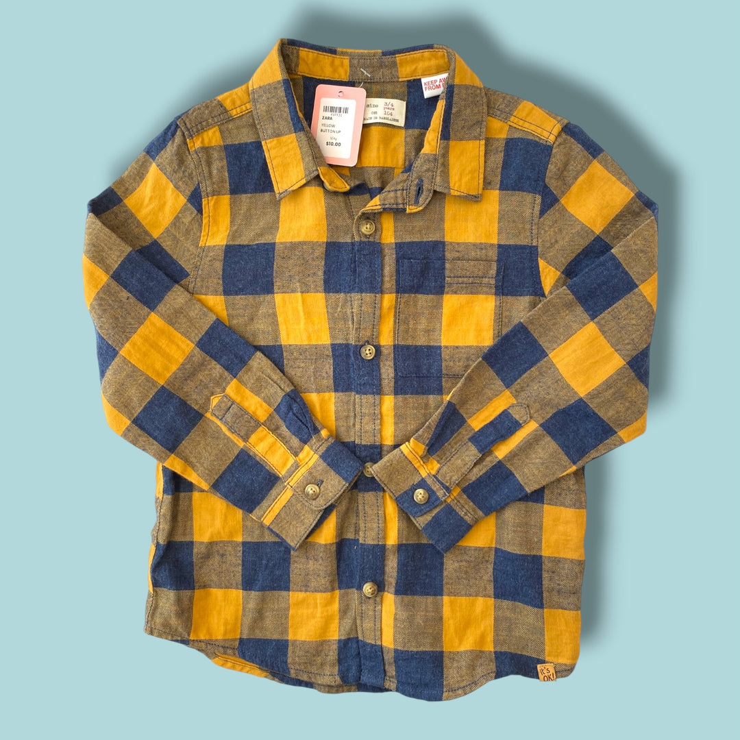 yellow Zara button up, 3/4y