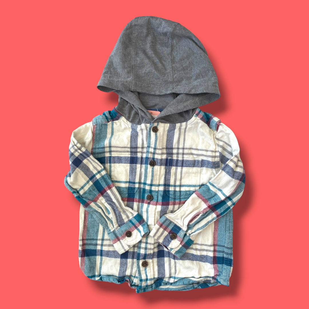 blue oshkosh button up, 3y