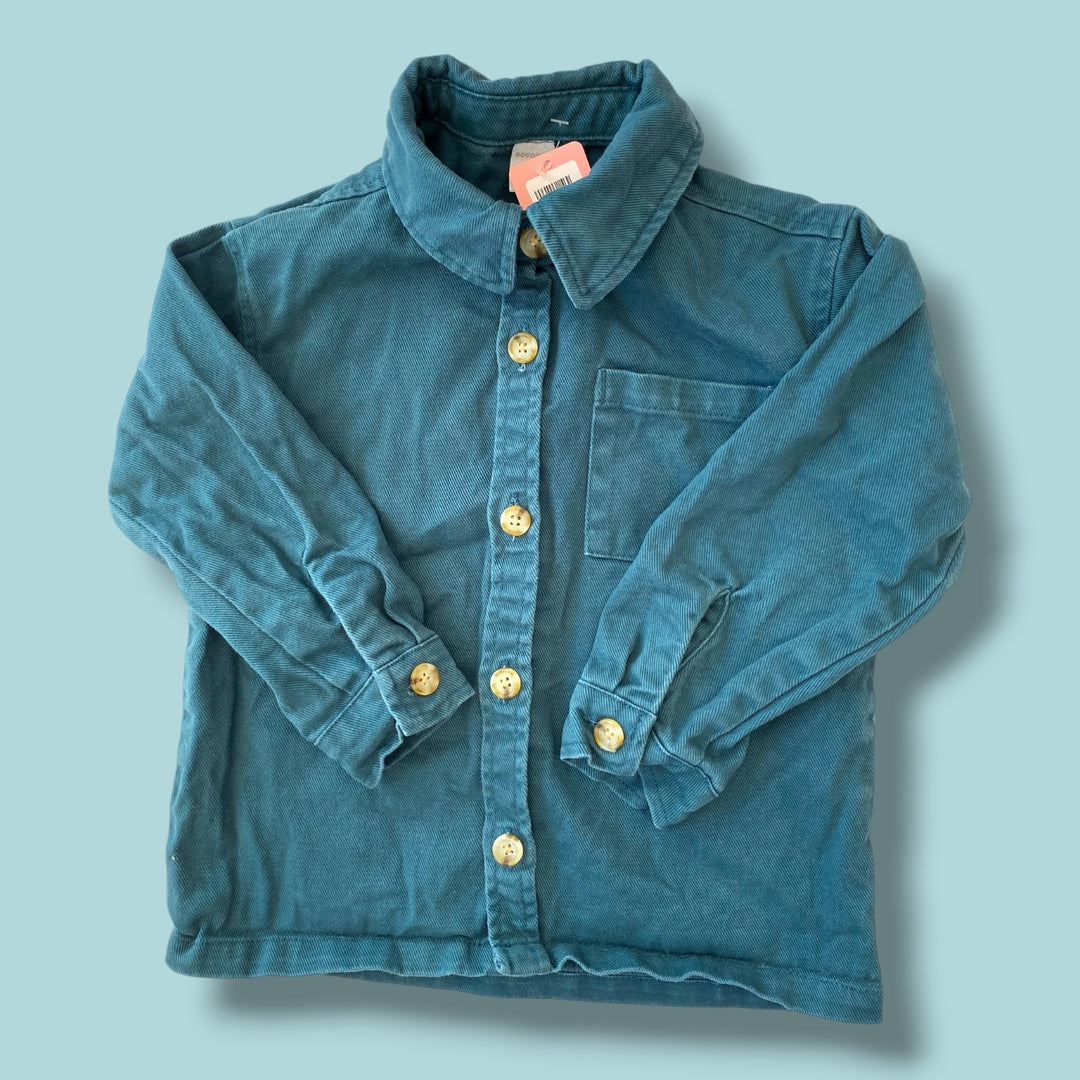 blue roccoco button up, 3Y