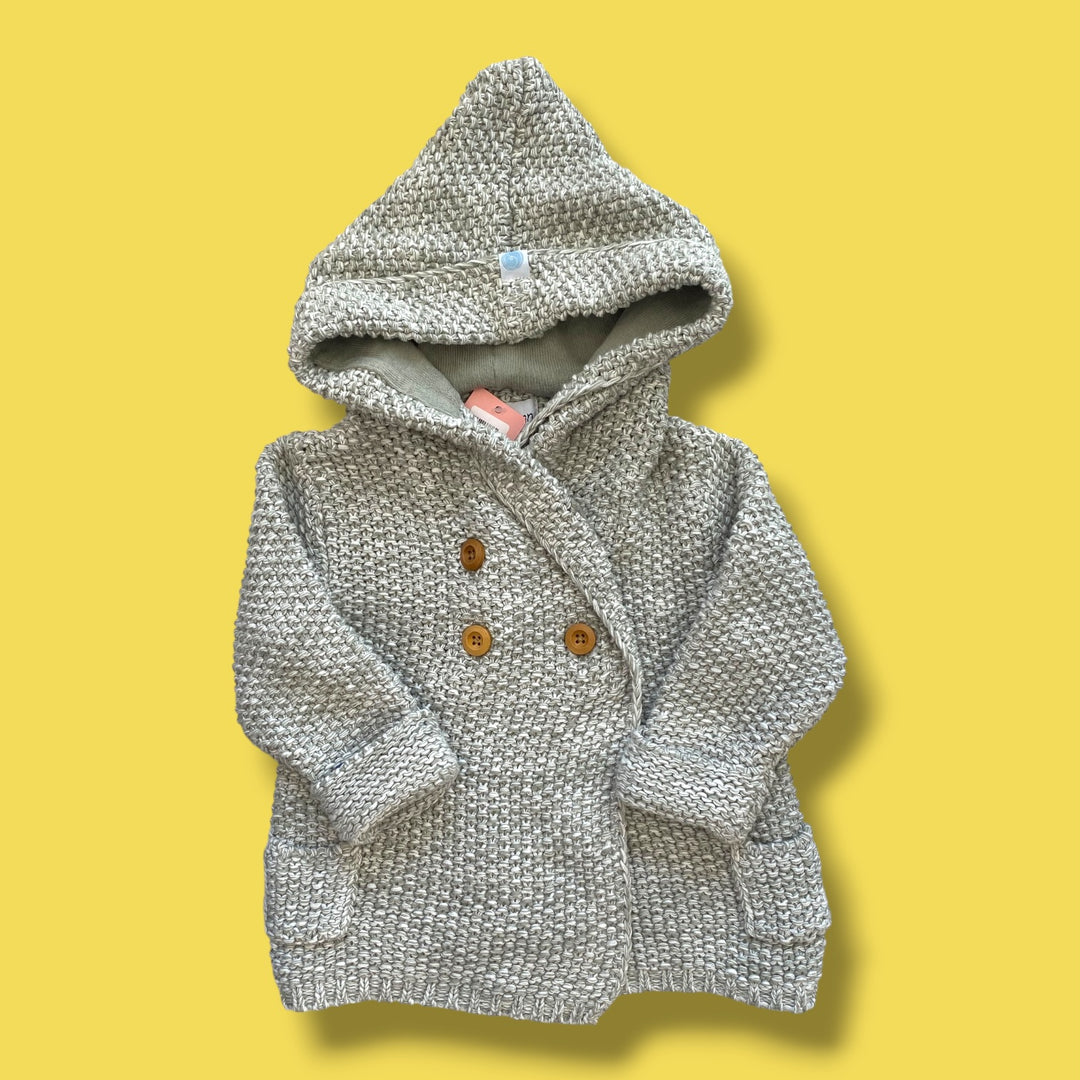 grey beba bean button up cardigan, 6-12m