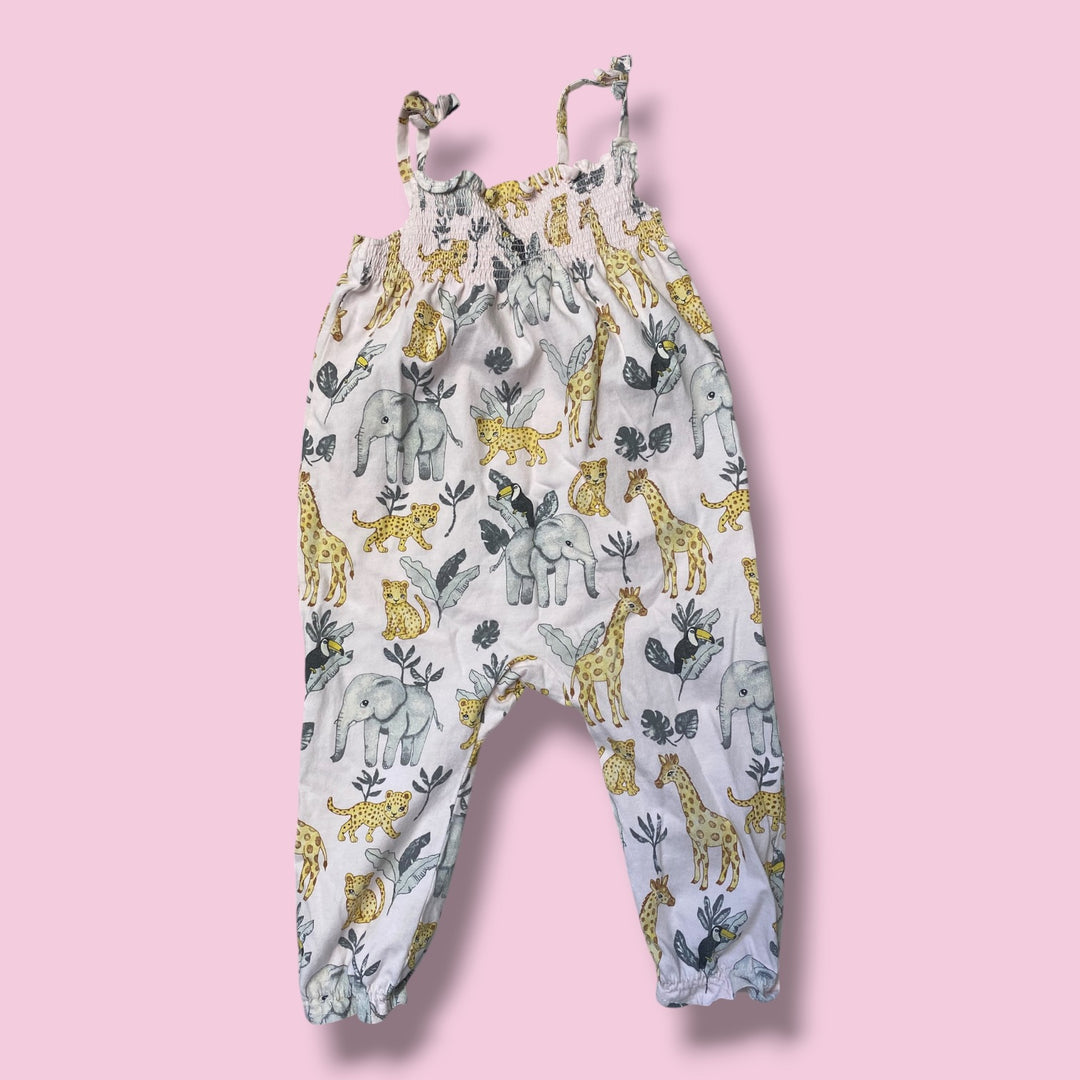 pink H&amp;M animal romper, 9-12m