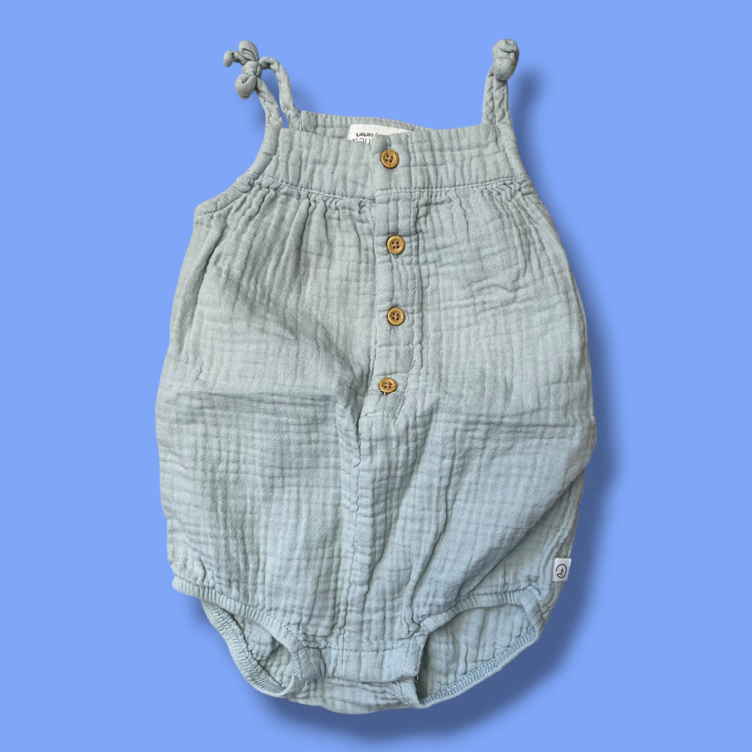 green Little planet tie romper, 12m