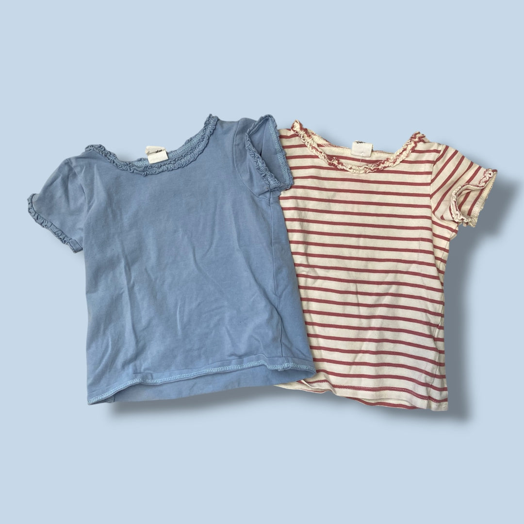 pink H&amp;M striped tee set of 2, 9-12m