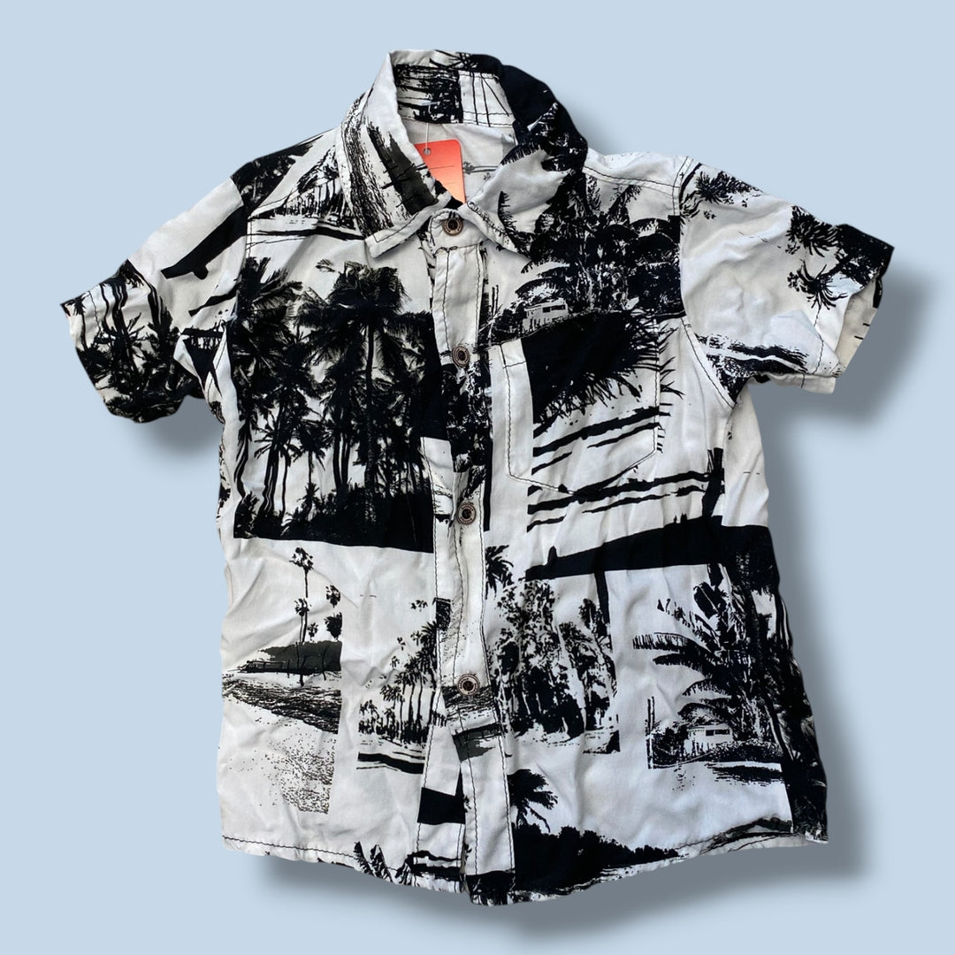 Black/White  button up tee, 3Y
