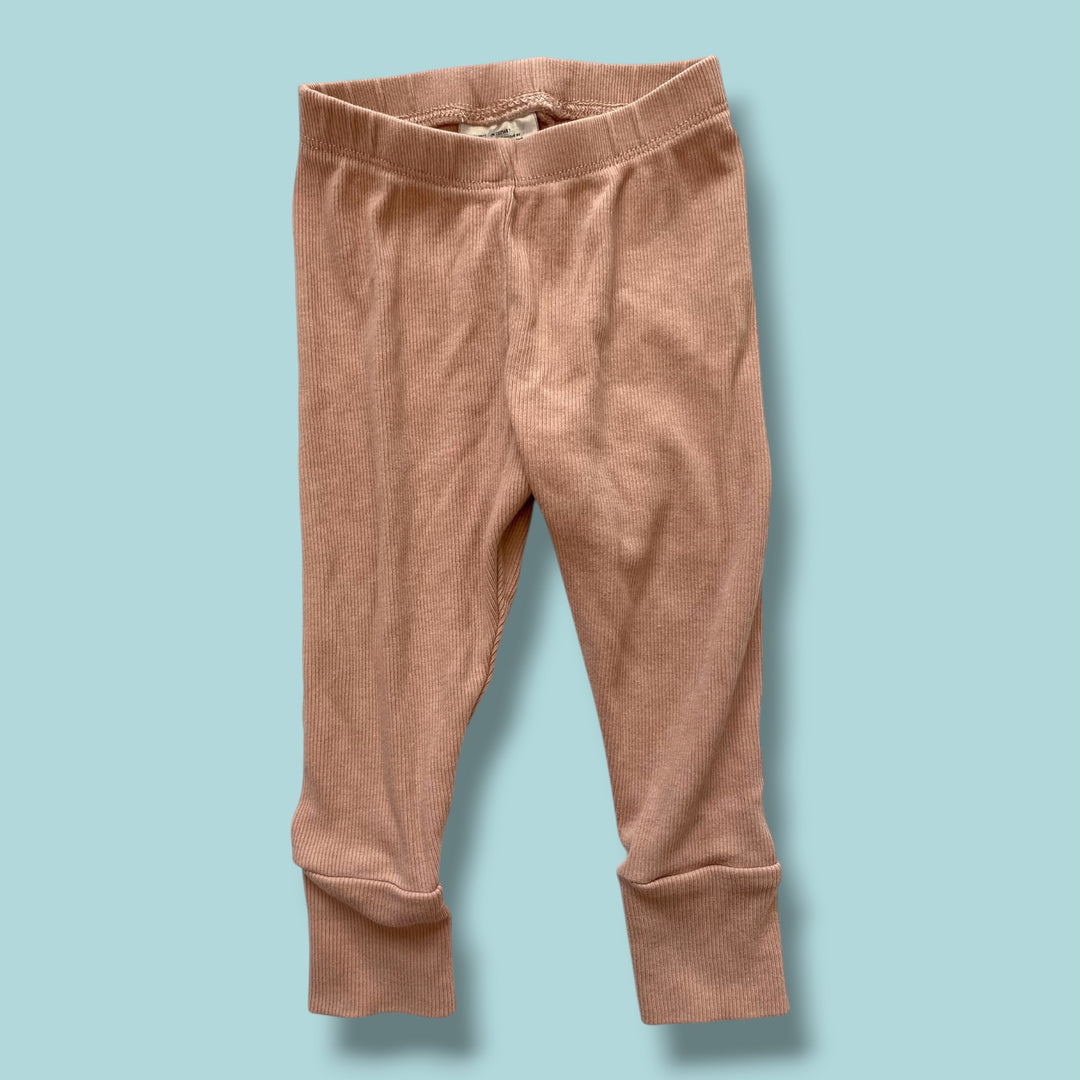 pink h&amp;m ribbed pants, 9m