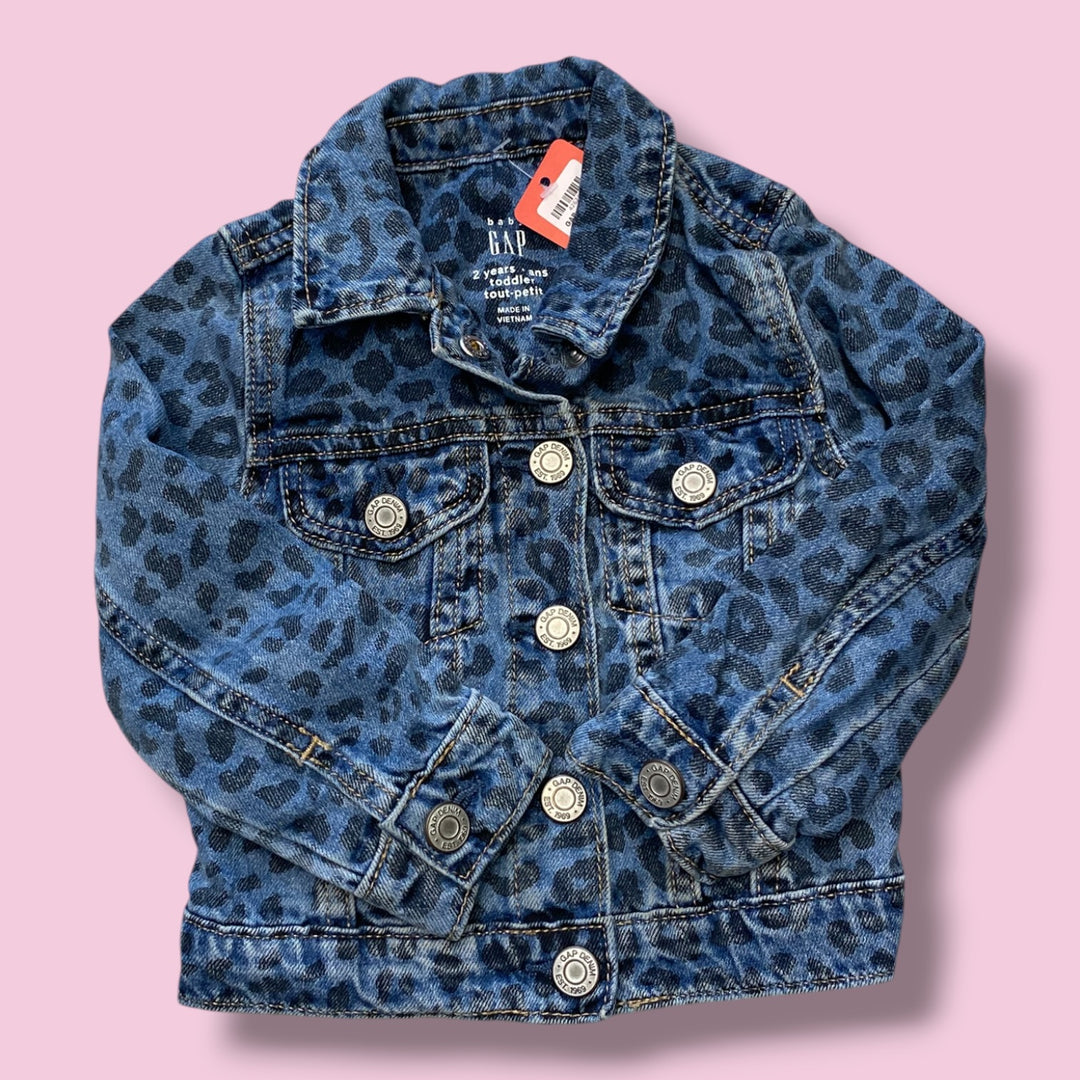 lepoard print Gap denim jacket, 2Y