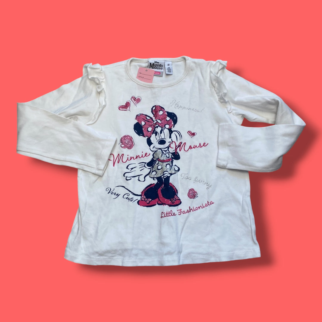 white minnie long sleeve, 5/6y