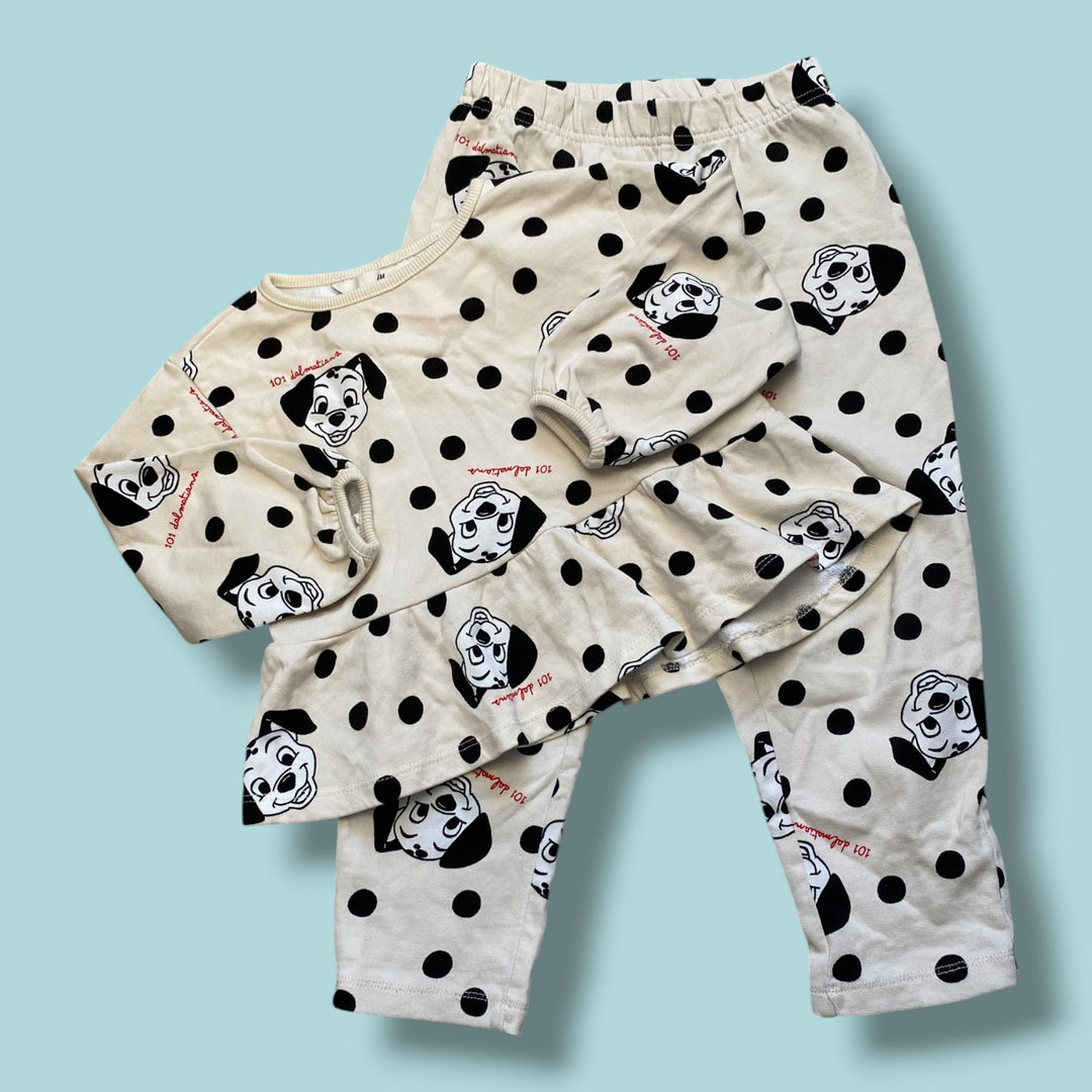 white h&amp;m dalmation set, 4/5y