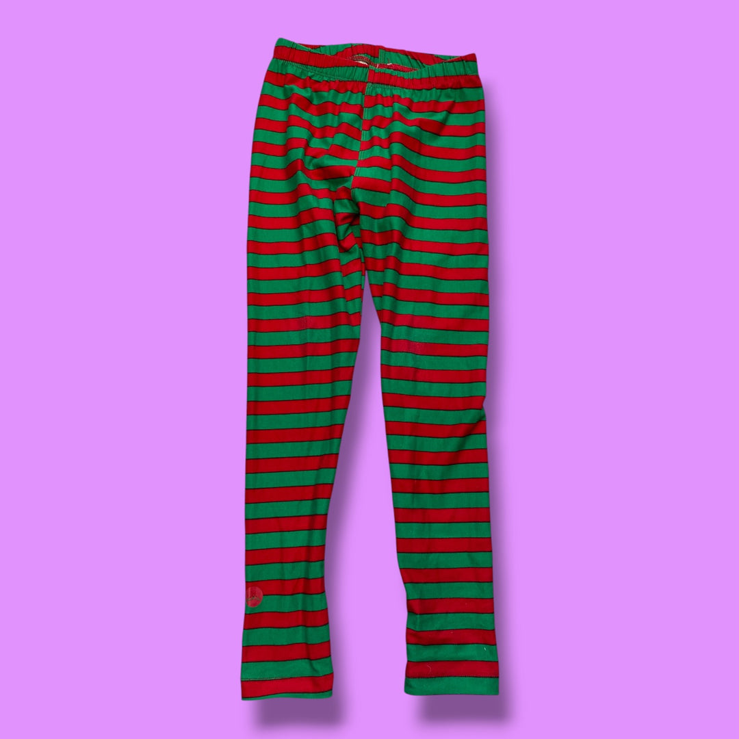 red  striped legging, 4-5Y
