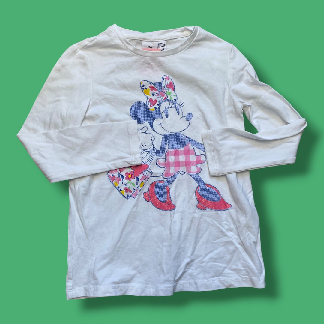 white  minnie long sleeve, 5/6y