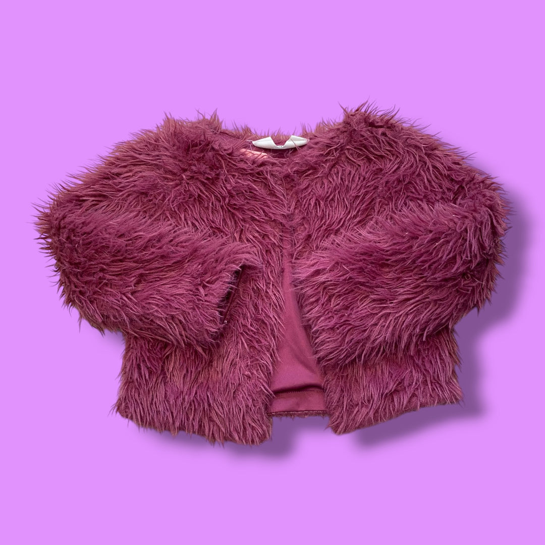 purple h&amp;m fluffy overshirt, 5/6y